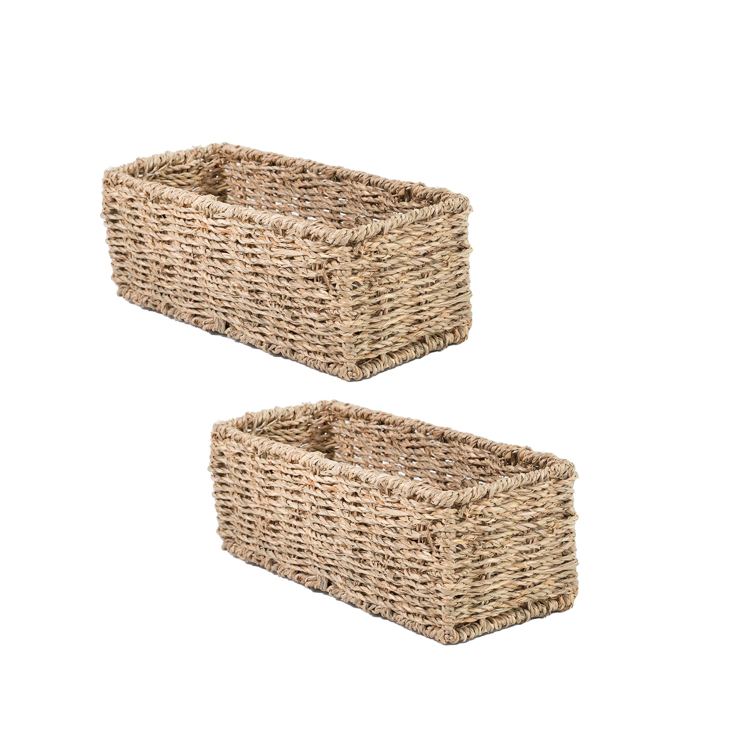 FCG Home – 2 Pack - Natural Seagrass Basket Box for organizing and storage in the home, kitchen, bathroom, study, office, nursery, spa - 2 Pack (2, Seagrass)