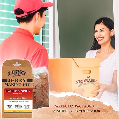 Miniatura 5 de Lucky Beef Jerky - Kit de condimentos dulces y picantes, una mezcla de teriyaki y azúcar morena con un chorrito de pimiento rojo picante (6)