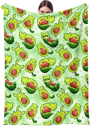 Avocado Blanket, Kawaii Avocado Cute Animals Gifts for Women Adult Throw Blanket Bedding Room Decor Flannel Blanket Soft Plush Warm Fleece