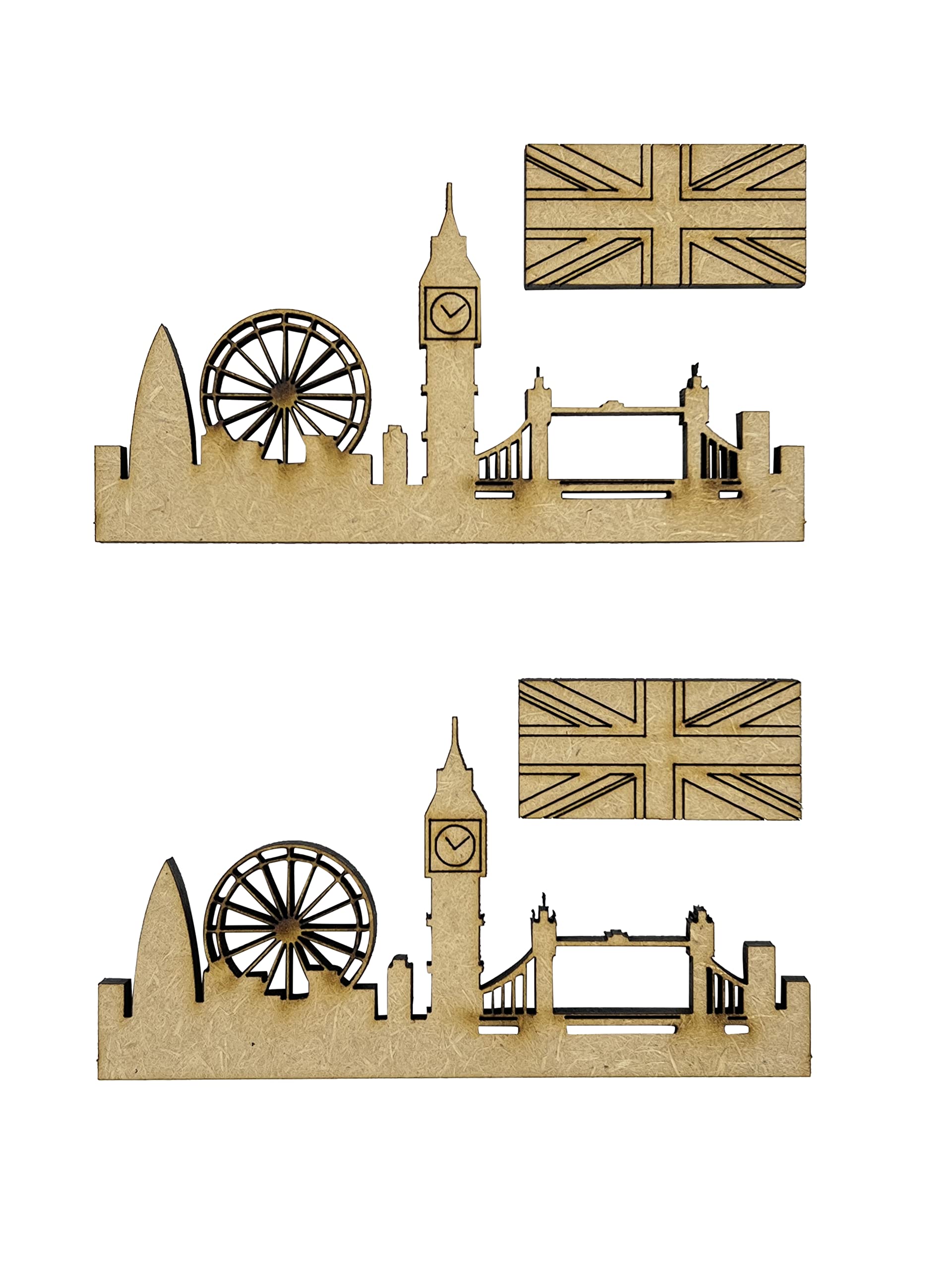 4x London Skyline Sets Big Ben Eye 7cm Wood Craft Embelishments Laser Cut Shape