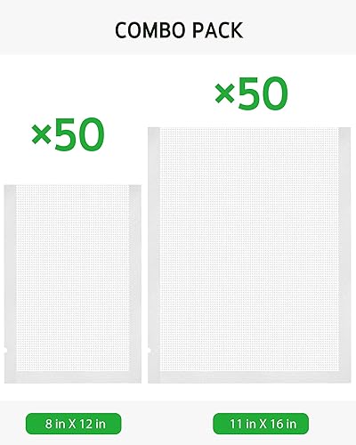 Miniatura 4 de Bolsas selladoras al vacío Syntus, 100 galones 11" x 16" y cuarto 8" x 12" de grado comercial, bolsas precortadas, bolsas al vacío de alimentos