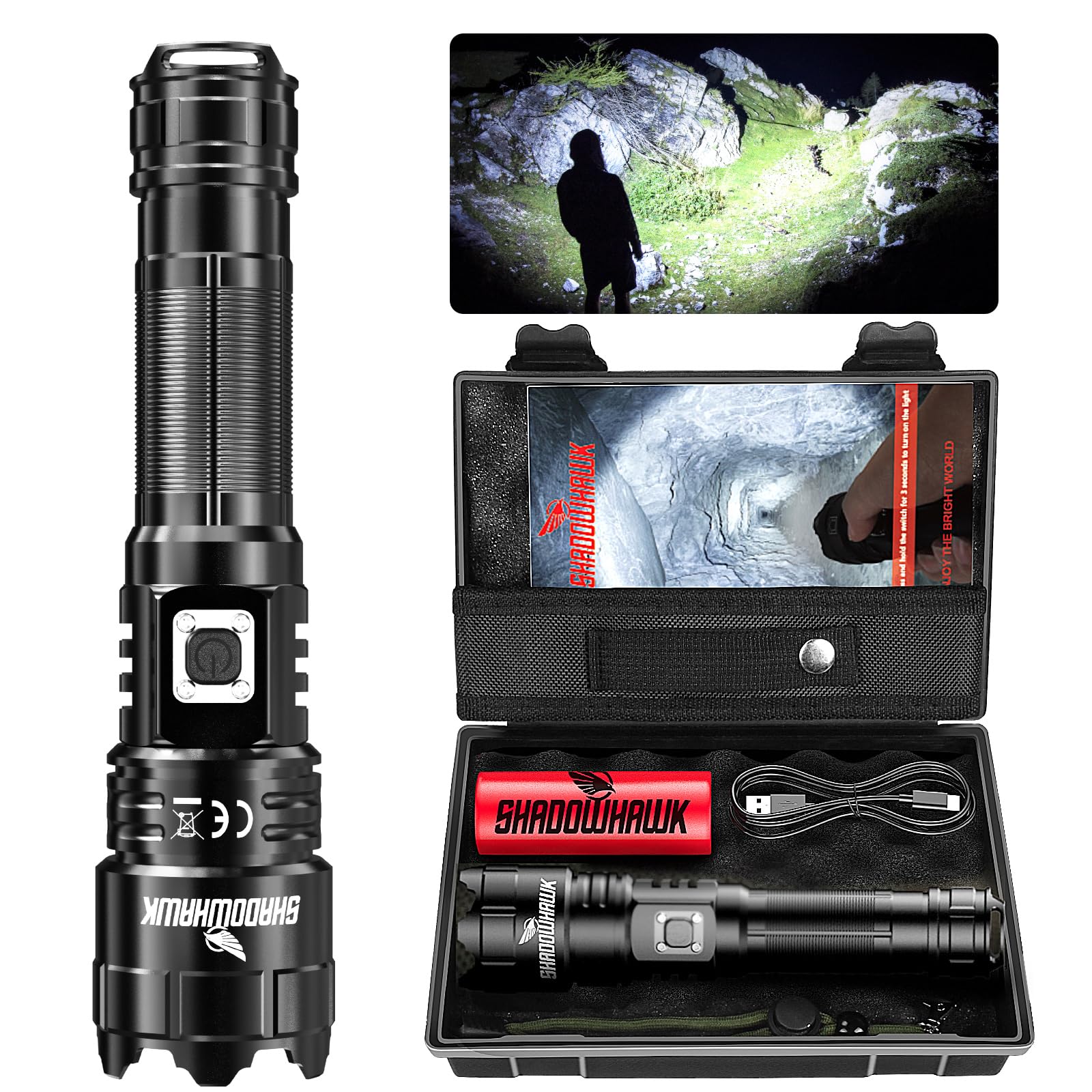 See full amazon price history chart for Shadowhawk Torch Light Rechargeable, High Power Long Distance 10000 Lumens Led Torchlight, Powerful Charging Torch Bright Flash Light, Waterproof Tactical Long Range Flashlight for Trekking Emergency Shadowhawk Torch Light Rechargeable, High Power Long Distance 10000 Lumens Led Torchlight, Powerful Charging Torch Bright Flash Light, Waterproof Tactical Long Range Flashlight for Trekking Emergency (B0D9M35JM1) Amazon Price History, Amazon Price Tracker