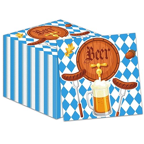 40-Piece Oktoberfest Party Napkins Set | 6.5x6.5 Inch Disposable Paper