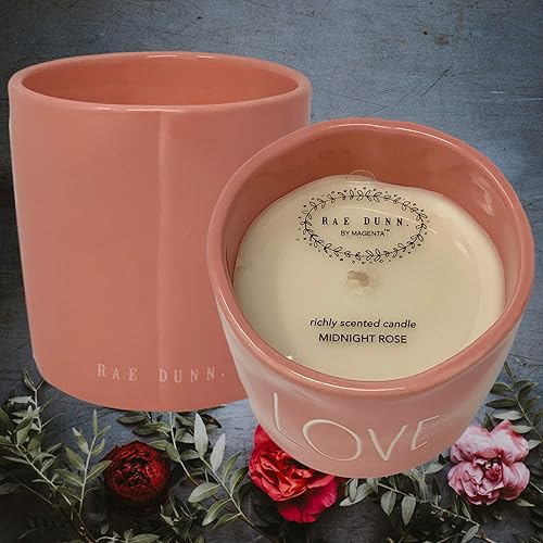 Miniatura 3 de Rae Dunn de Magenta "Love" Midnight Rose Vela perfumada en este día de San Valentín muestra a tu alma gemela la llama de tu amor con esta vela