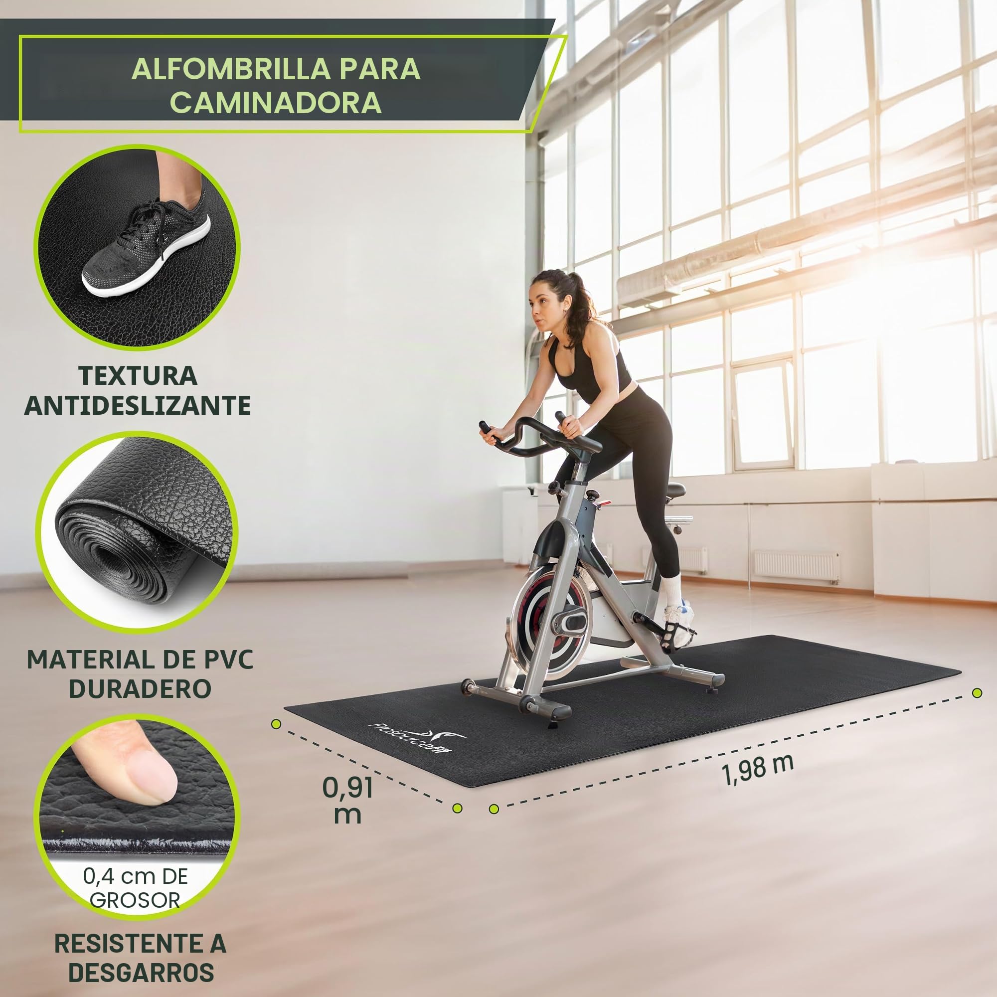 ProsourceFit Exercise Equipment & Treadmill Mat High Density PVC Floor Protector, 3 x 6.5-Feet