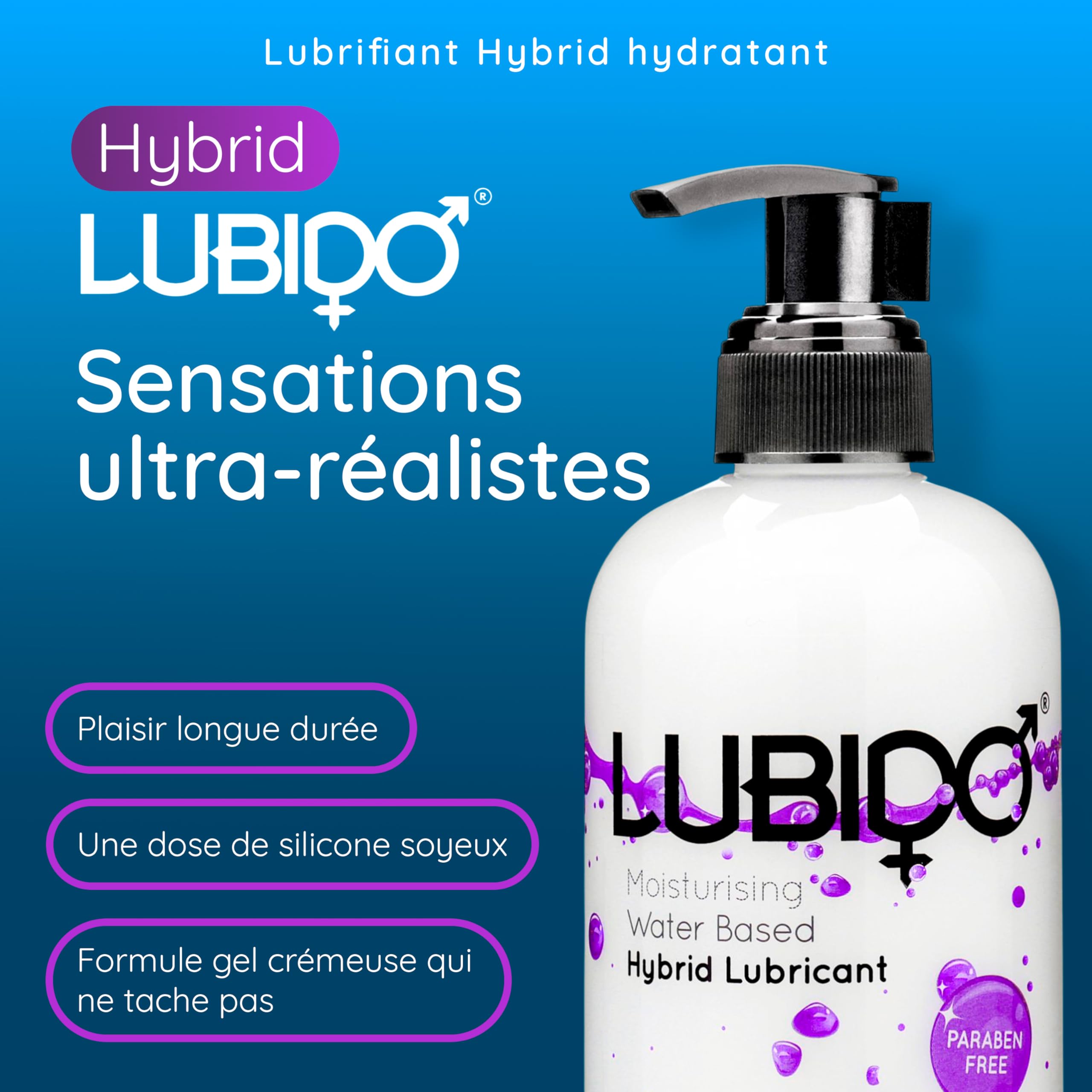 Lubido Gel Lubrifiant Hybride Crémeux Hydratant Sans Parabènes - 250 ml (Lot de 2)