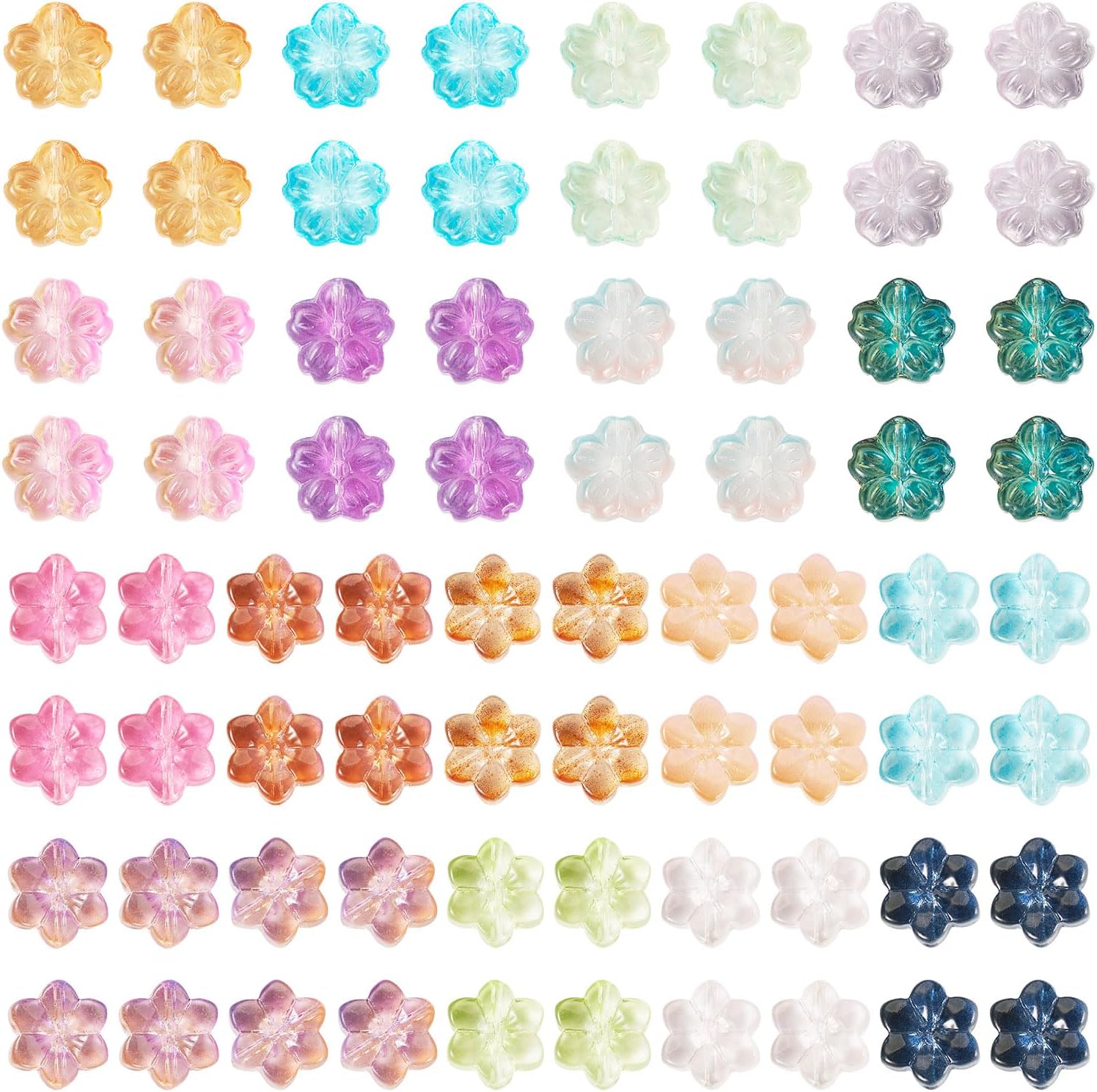 120Pcs Glass Flower Beads Colorful Cherry Blossom Crystal Beads Cute Floral Charm Bead Spring Plant Loose Spacer Bead for DIY Crafts Friendship Bracelet Earring Necklace Jewelry Making - Image 7