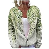 domirica Floral Sweaters for Women Cardigan Button Up Cropped Knitted Oversized 2024 Fall Fashion Open Front Chunky Blouses
