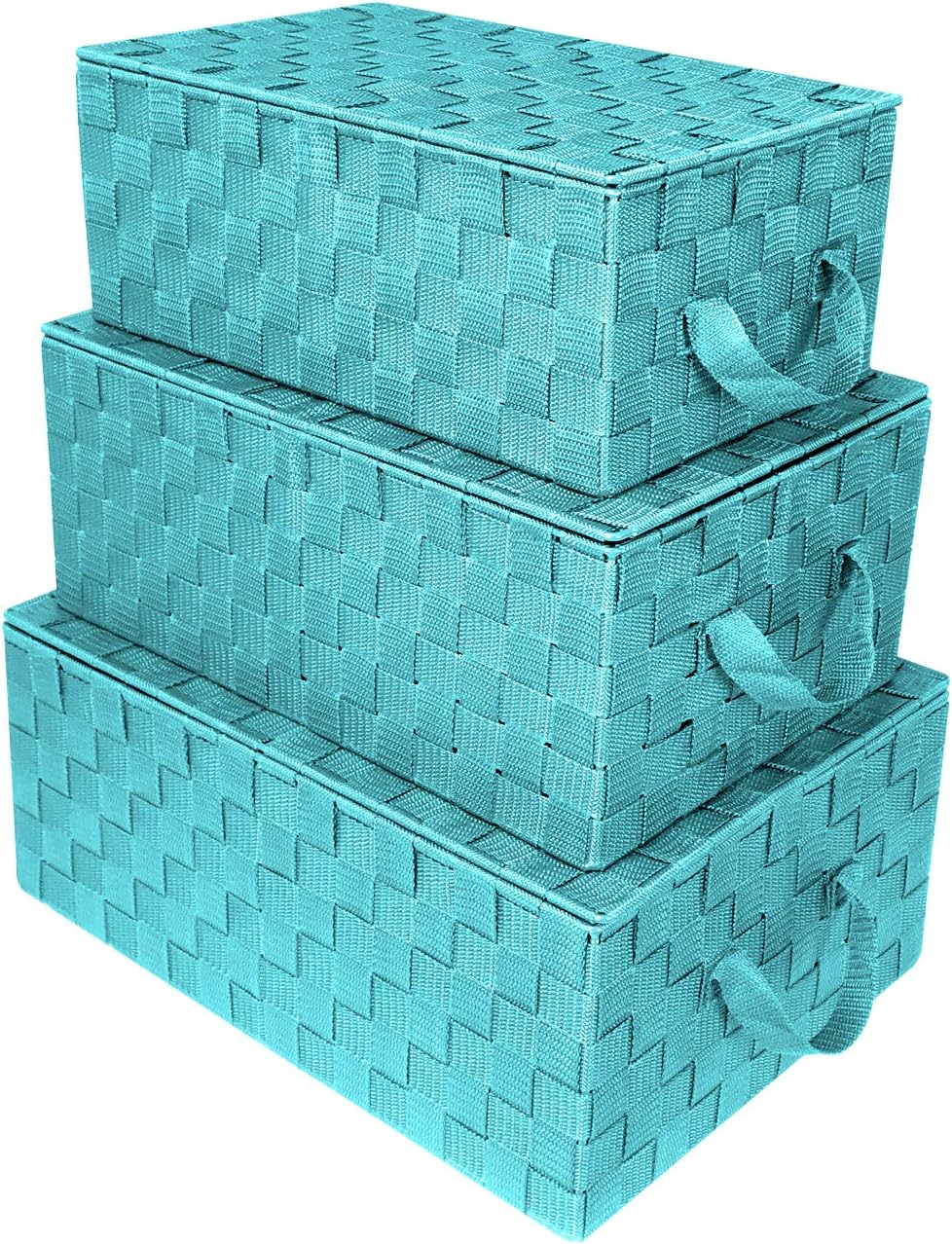 Sorbus Set of 3 Storage Baskets for Organizing with Lid