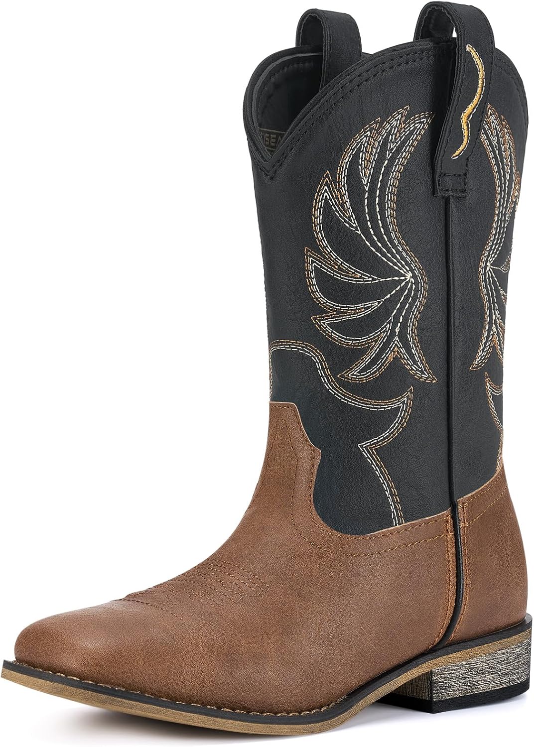 Rollda Kids Cowboy Boots for Boys Girls Western Square Toe Cowgirl Boots with Walking Heel (Toddler/Little Kid/Big Kid)