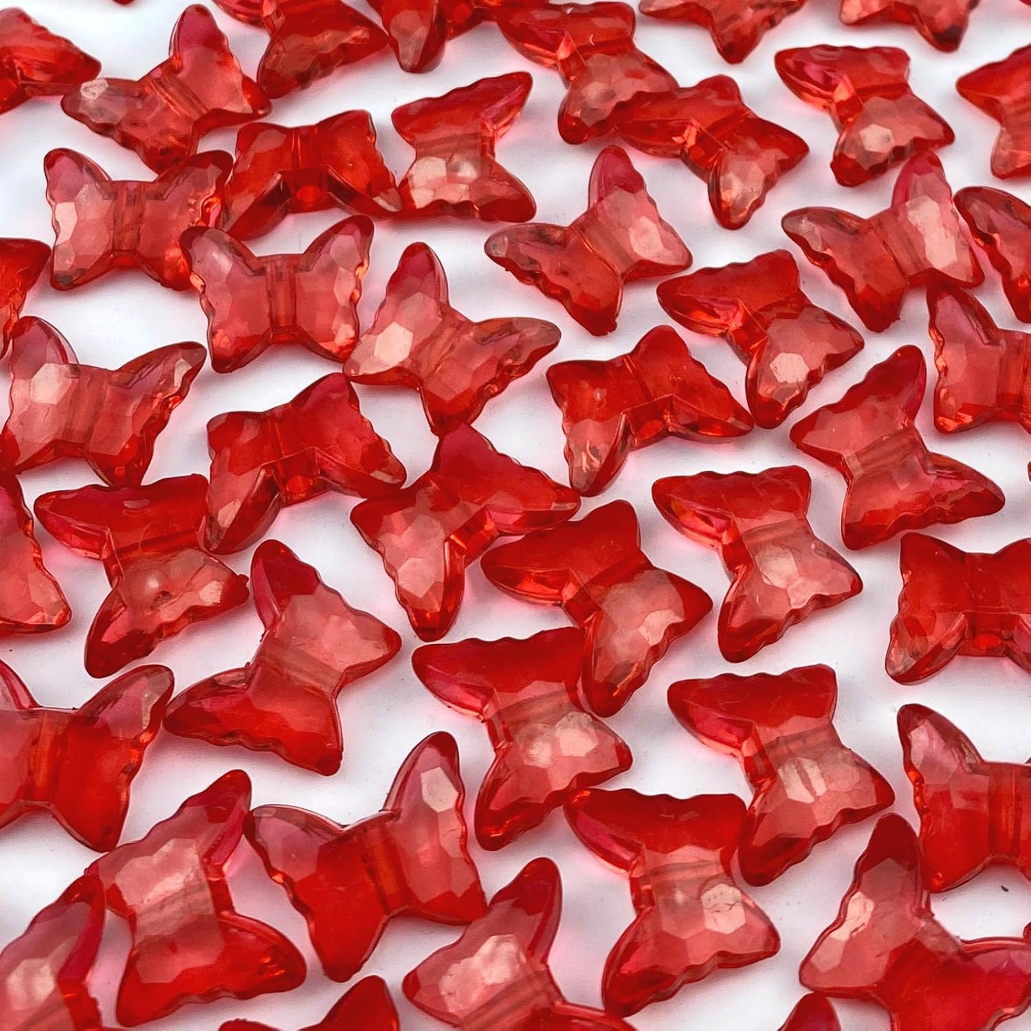 200pcs 12x15mm Acrylic Butterfly Beads Assorted Clear Spacer Beads Loose Butterfly Shaped Beads with Hole for Earring Necklace Bracelet Lanyard Jewelry DIY Craft Making(Red)
