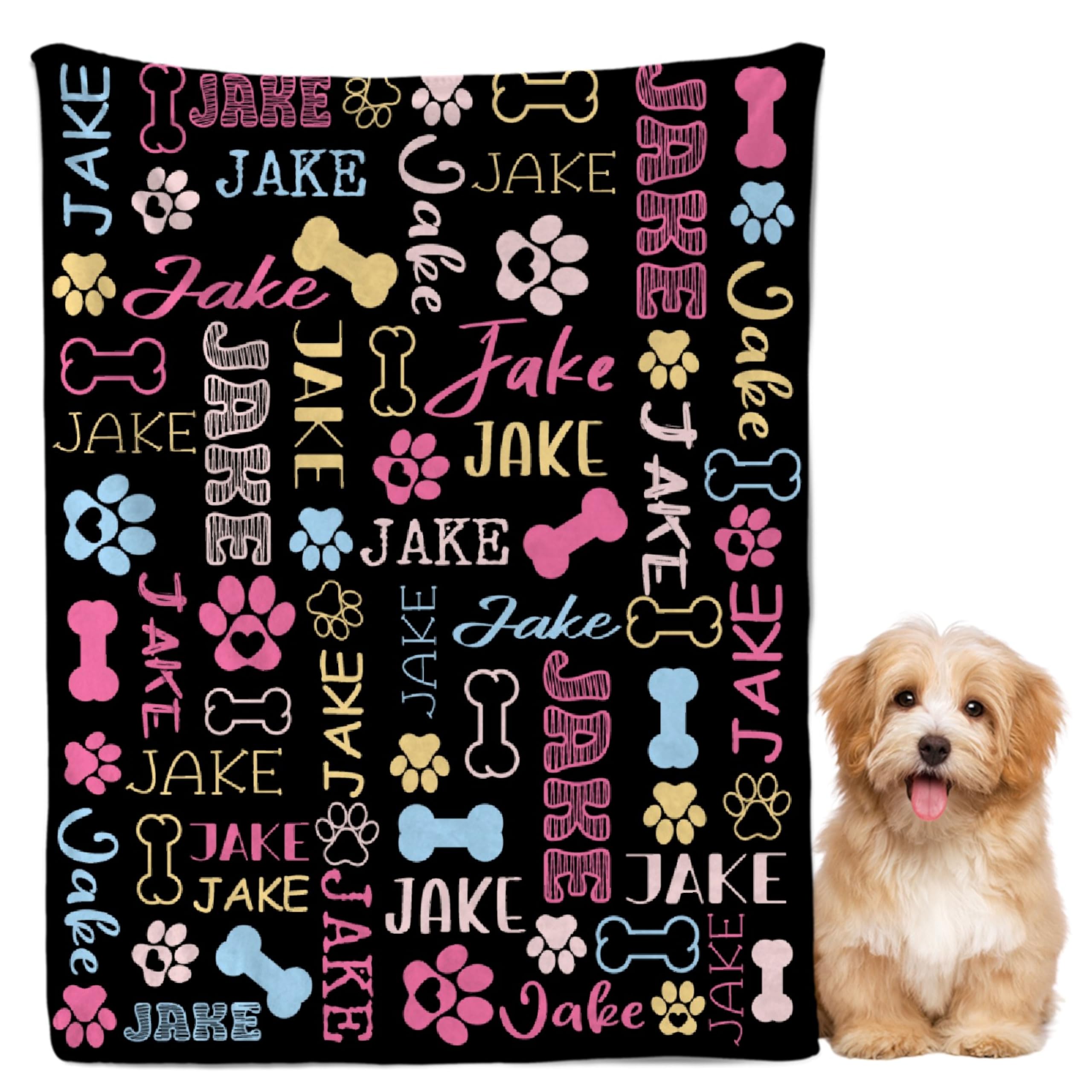 DOREALA Custom Dog Blankets with Pictures, Personalized Name Blanket for Pets, Customized Pet Photo Throw,The Lightweight Blanket All-Season 40"x30"