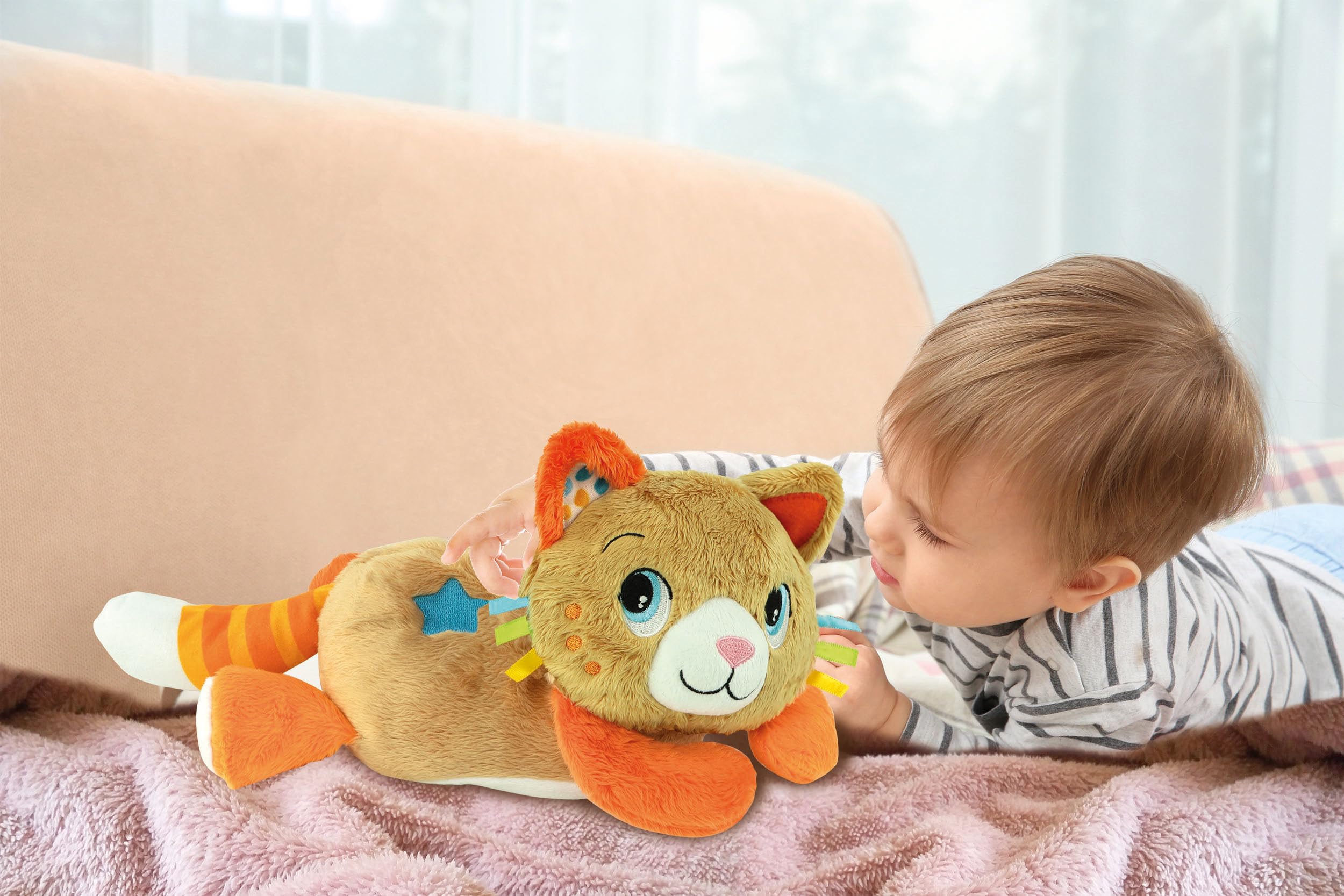 Clementoni - 17876 - Roby Ron Ron - Gatto Peluche Interattivo Che Simula Le Fusa, Melodie E Suoni Della Natura, Sviluppo Multisensoriale, Regalo Neonati, 100% Lavabile (In Italiano, Batterie Incluse)