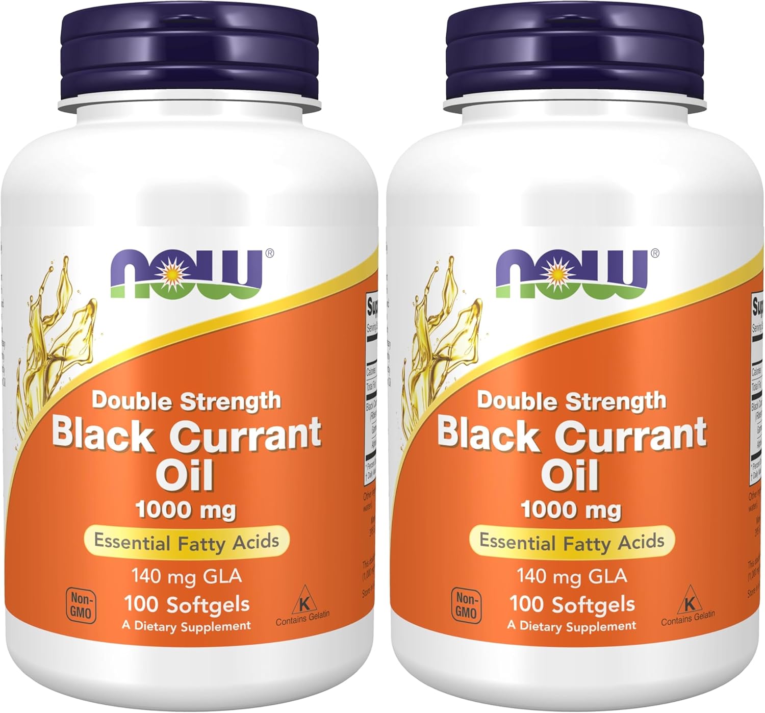 NOW Foods Supplements,Black Currant Oil 1000 mg Double Strength with 140mg of GLA (Gamma-Linolenic Acid),100 Softgels,(Pack of 2)