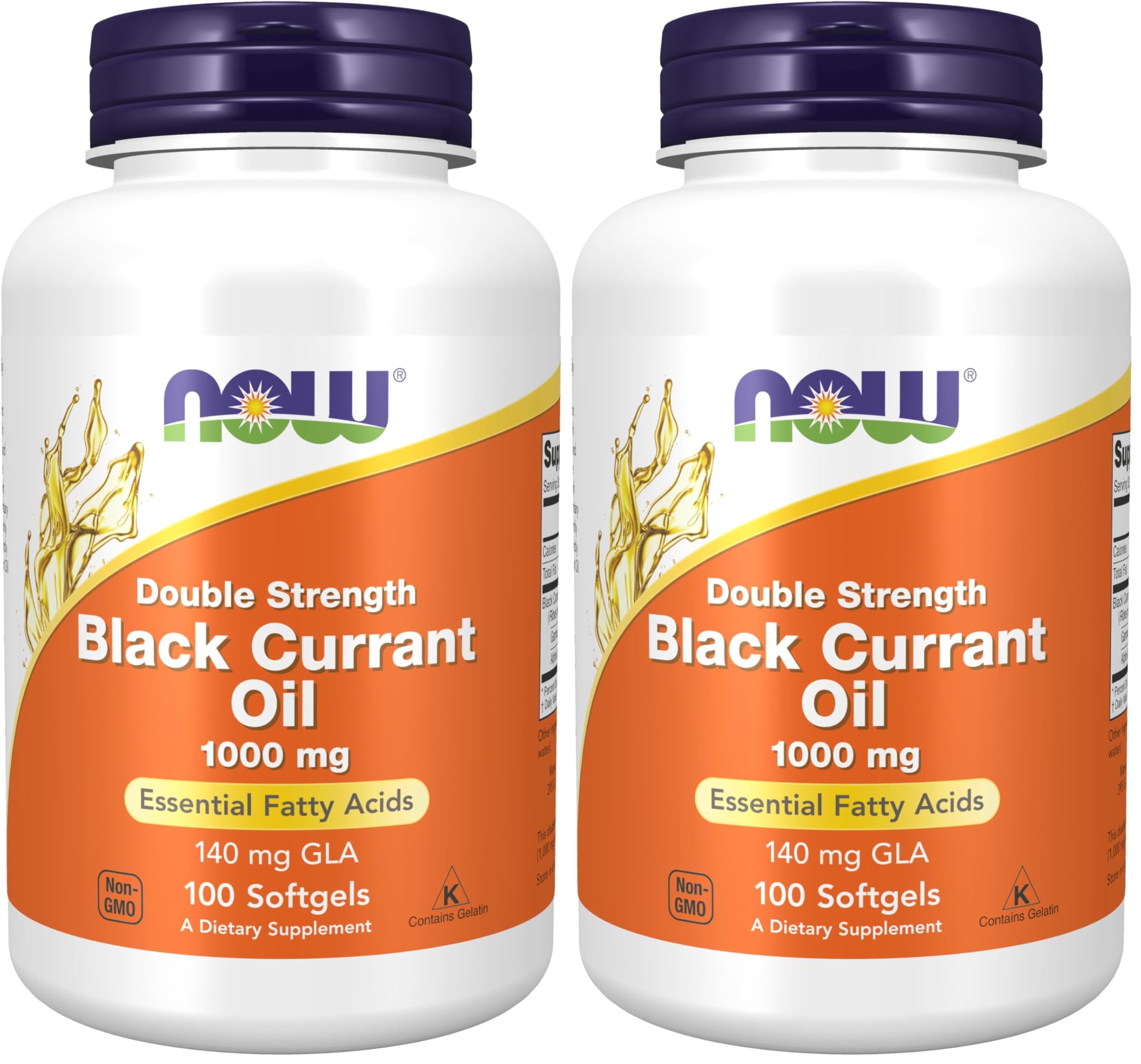 NOW Foods Supplements,Black Currant Oil 1000 mg Double Strength with 140mg of GLA (Gamma-Linolenic Acid),100 Softgels,(Pack of 2) 100 Count (Pack of 2)