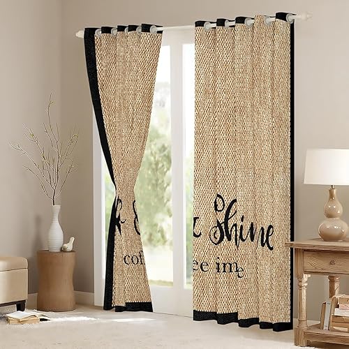 Miniatura 3 de Cortinas de oscurecimiento con patrón de barra de café (2 paneles, 38 x 54 pulgadas), bonitas cortinas con estampado de barra de café para