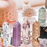 Vista 180 de JIC Gem Extra Large Rare Dendritic Jade Crystal Tower Natural Quartz Crystal Tower Point Wand Large Crystals and Stone Energy Crystal Wand Home