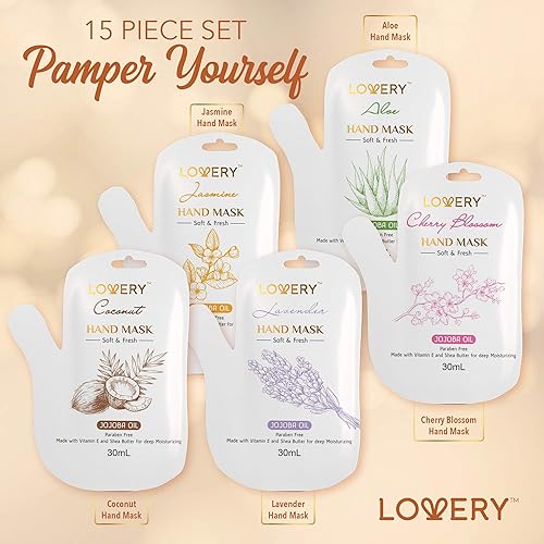 Miniatura 4 de LOVERY Set de regalo de crema de manos y máscara de manos, 10 lociones perfumadas hidratantes para manos y 5 máscaras de manos de acondicionamiento