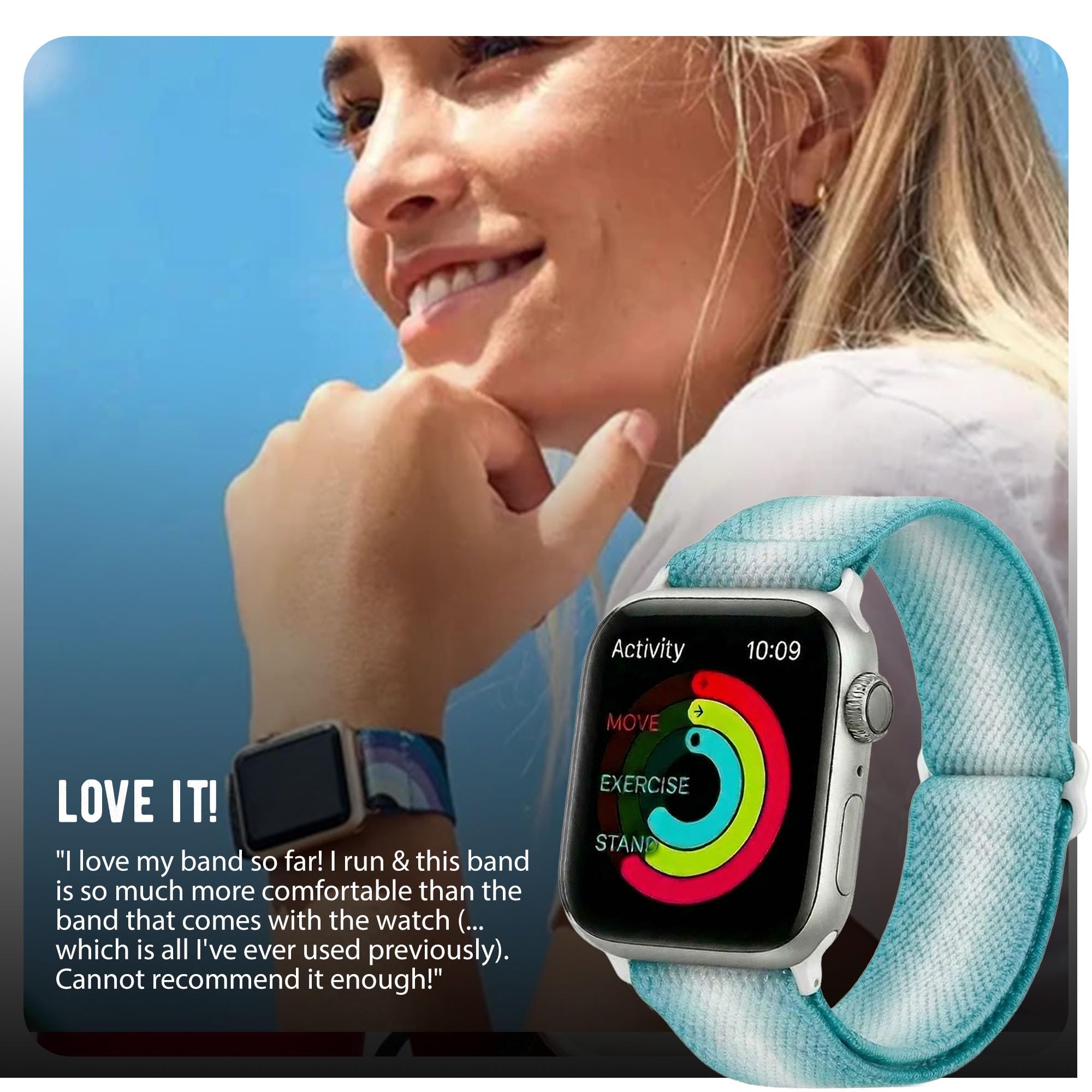 Braxley Bracelets extensibles lavables et réglables avec Apple Watch pour homme et femme, compatible avec Apple Watch Series SE Ultra 9 8 7 6 5 4 3 2 1