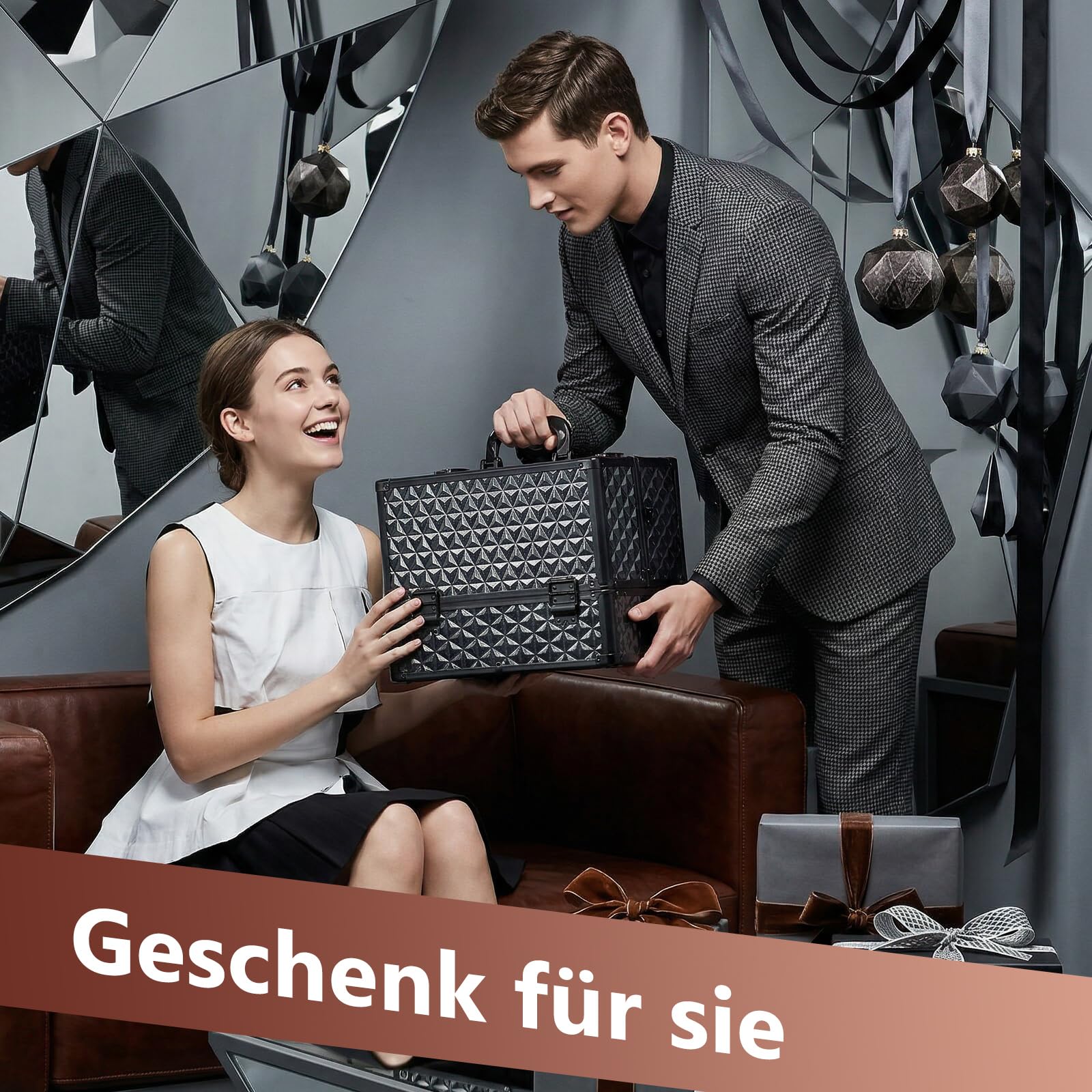 Alu Beautycase Kosmetikkoffer Schminkkoffer Make Up Organizer Aufbewahrung Schwarz