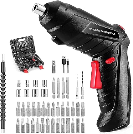 47 in 1 Cordless Electric Screwdriver Drill with Built-in LED Rechargeable Wireless Drill Machine Kit Power Drill Screw Gun Tool, Accessories for House,Office