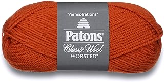 Patons Classic Wool Yarn, 3.5oz, Gauge 4 Medium, 100% Wool Pumpkin - For Crochet, Knitting & Crafting