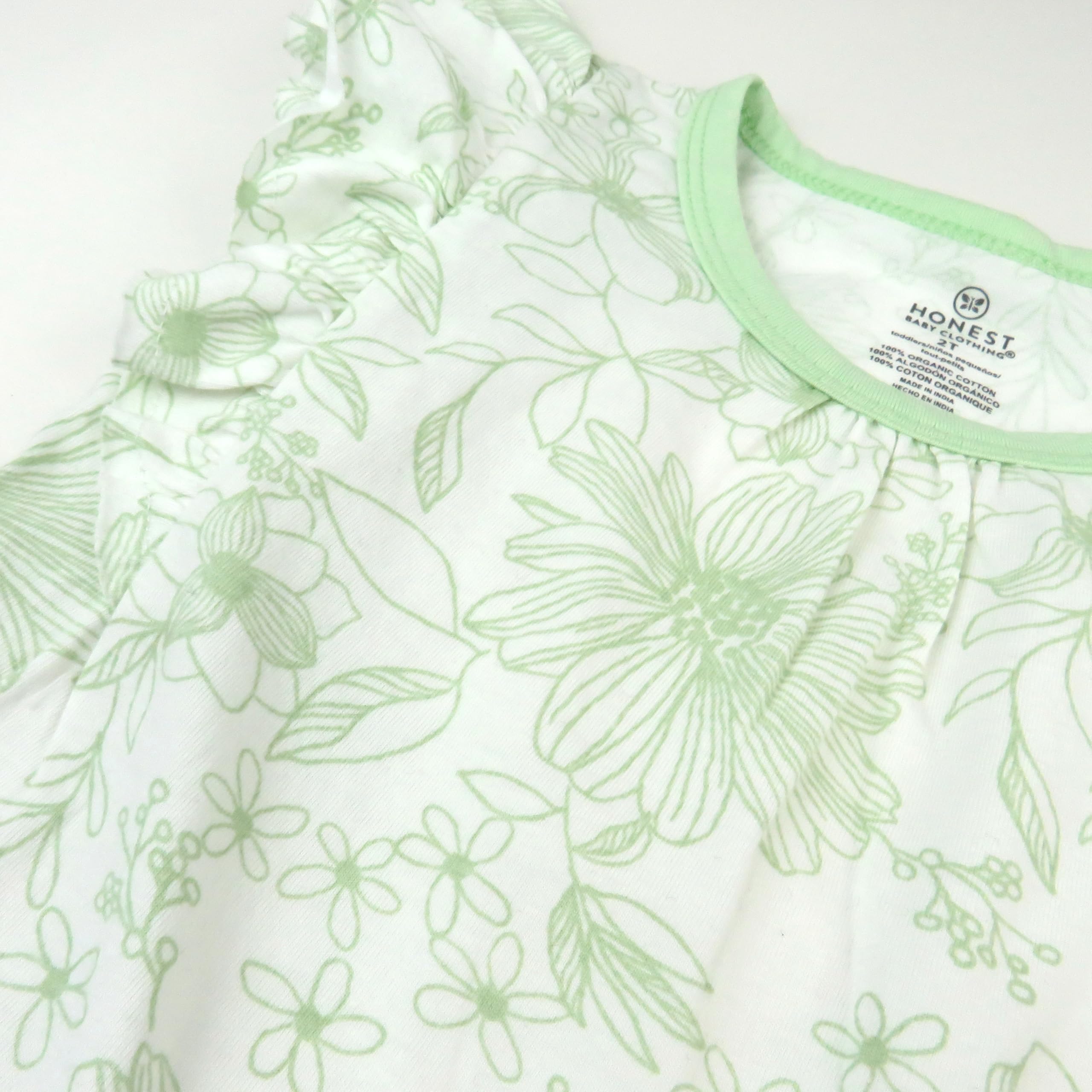 HonestBaby Baby-Girls - Paquete de 3 camisetas sin mangas con volantes, 100% algodón orgánico para bebés y niñas