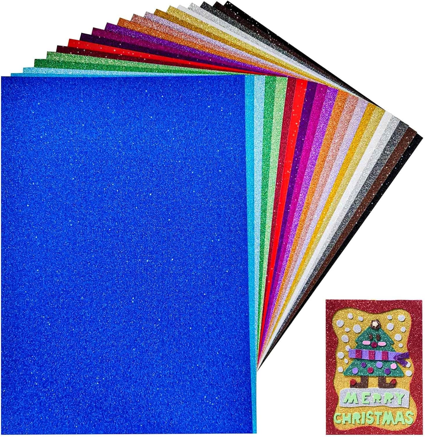 20 Sheets 20 Colors Glitter Cardstock A4 250 GSM Shiny Glitter Paper Premium Sparkly Card Stock for Holiday Crafts Cricut Card Making Scrapbooking DIY Art Projects Supplies