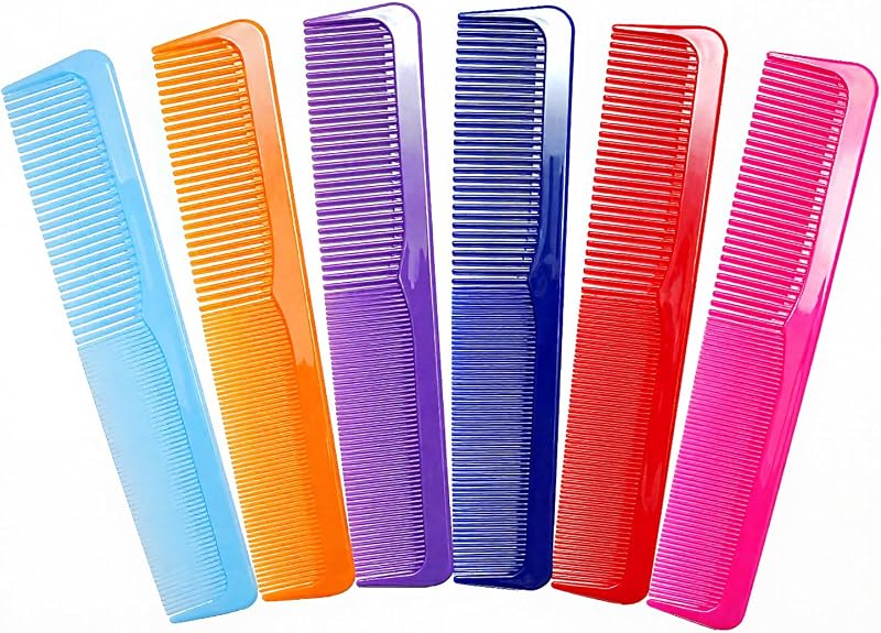 Large Dressing Hair Comb Set (6 Pack) – 9 Inch Coarse & Fine Tooth Barber Combs for Wet, Thick, Curly & Long Hair, Detangling Styling Comb Set for Men & Women