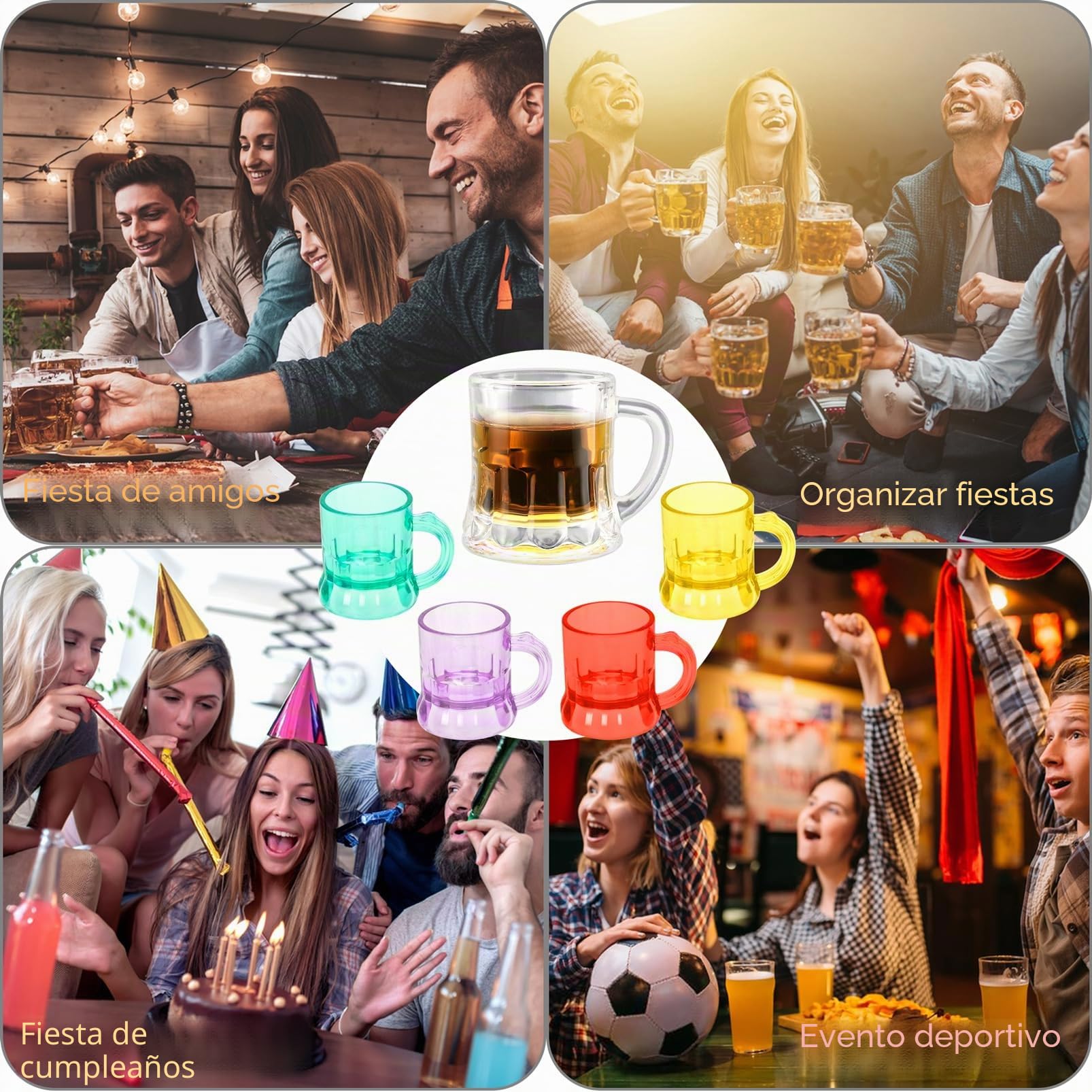 20 Piezas Vasos de Chupito de Plástico, Vasos de Chupito para Boda, Collar de Vasos de Liqueur de Plástico con Cadena, Reutilizables Collar de Vaso de Chupito Soltera Accesorio