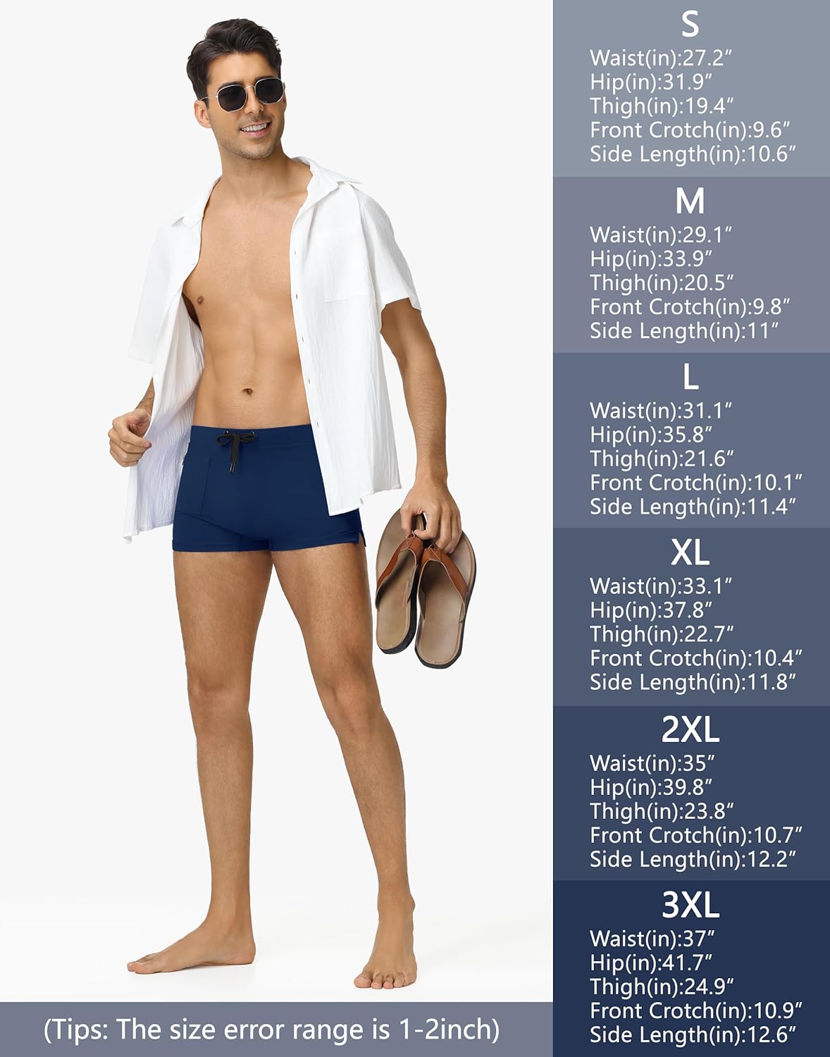 JWM Men's 3" Short Sexy Swim Trunks - Square Leg Boxer Bikini Swimsuit Briefs European Swimwear Booty Shorts Zipper Pocket - Image 6