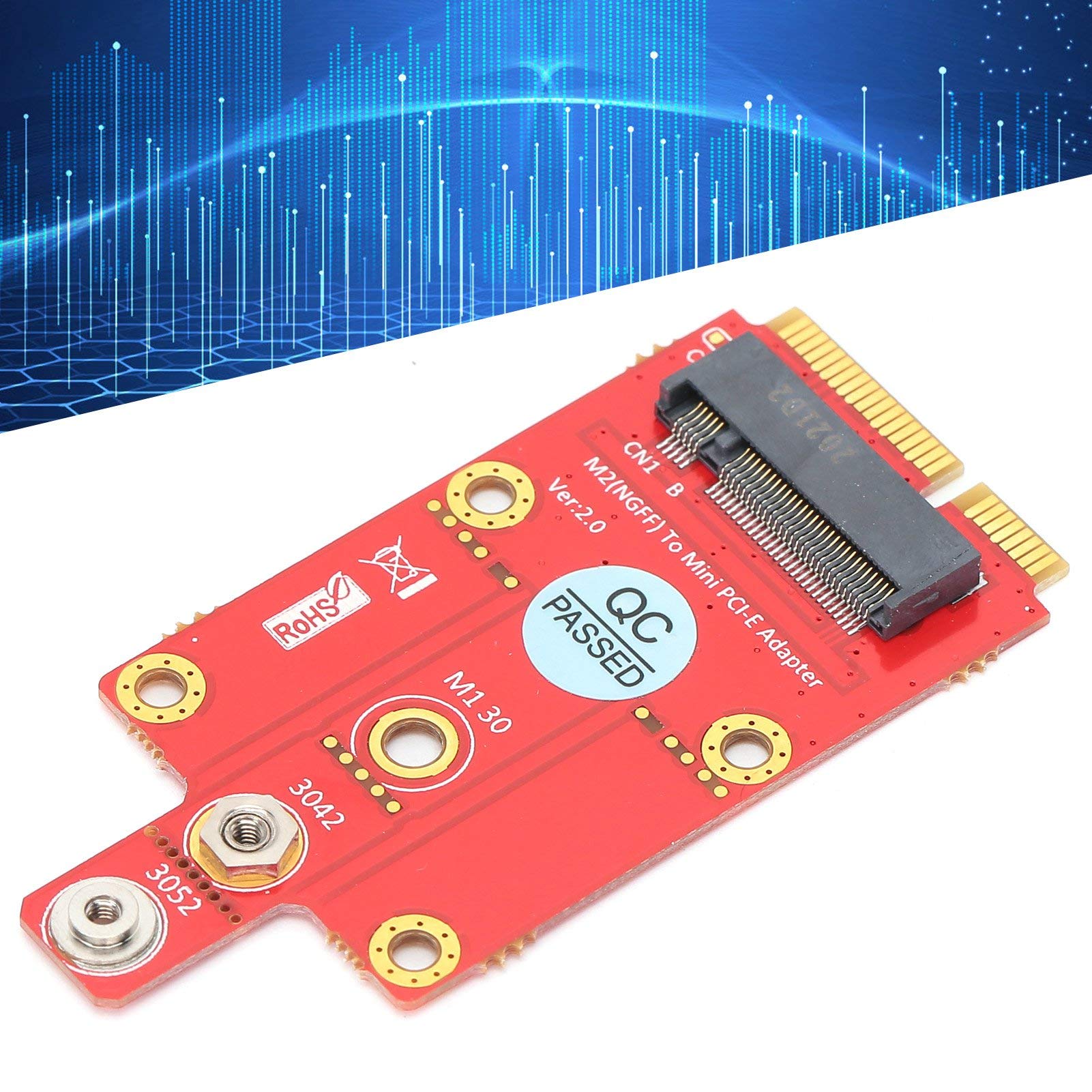 Fdit Mini PCI Express Adapter do komputerów stacjonarnych, M.2 NGFF B na adapter mini PCIe obsługuje port USB modułu WWAN oparta na SSIC, klucz B 3042/3052