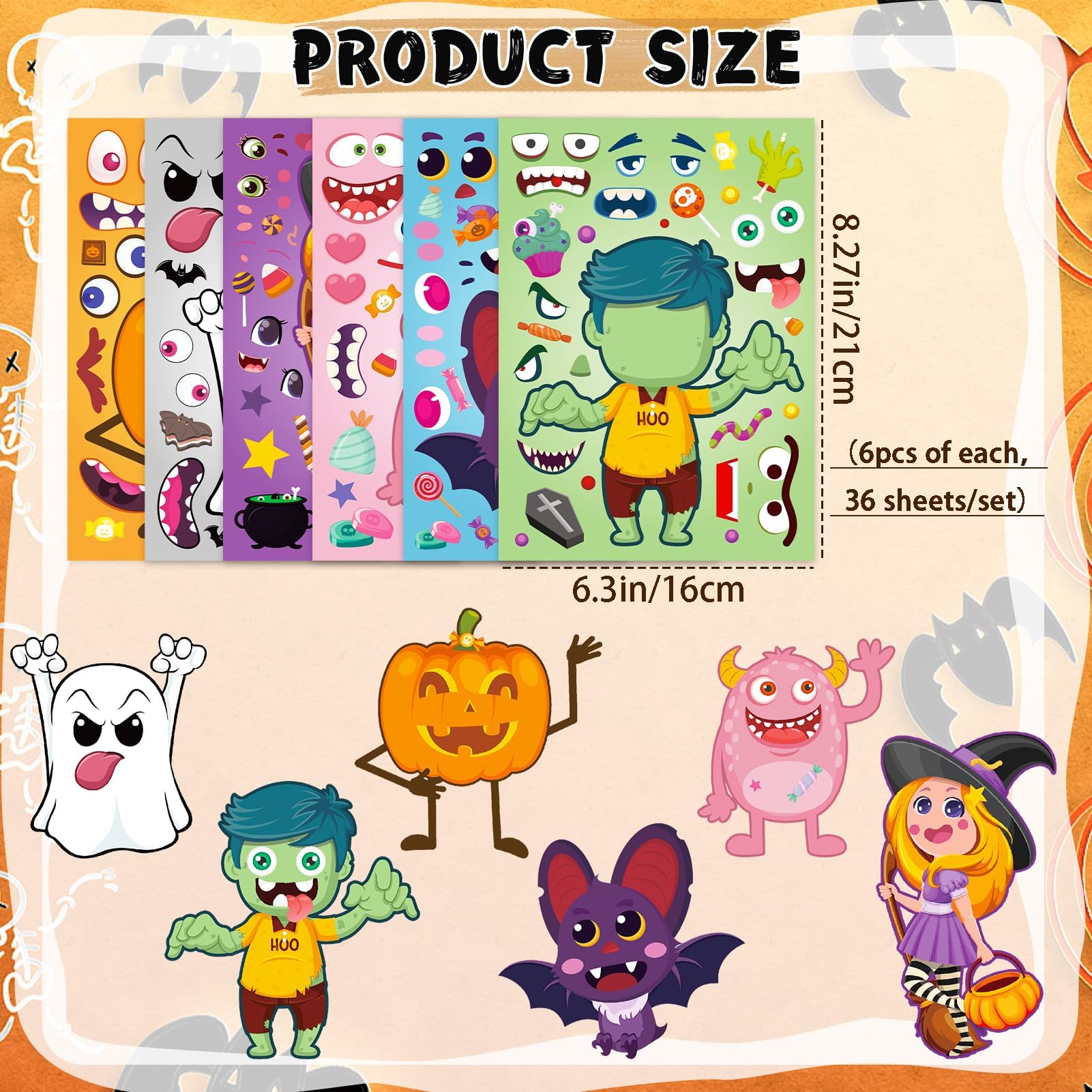 36 Sheets Halloween Stickers Crafts - Image 3