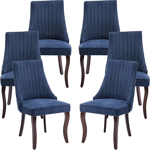 Vista 21 de Juego de 6 sillas de comedor de mediados de siglo color beige, juego de 6 sillas modernas para cocina y comedor, sillas de cocina tapizadas en tela