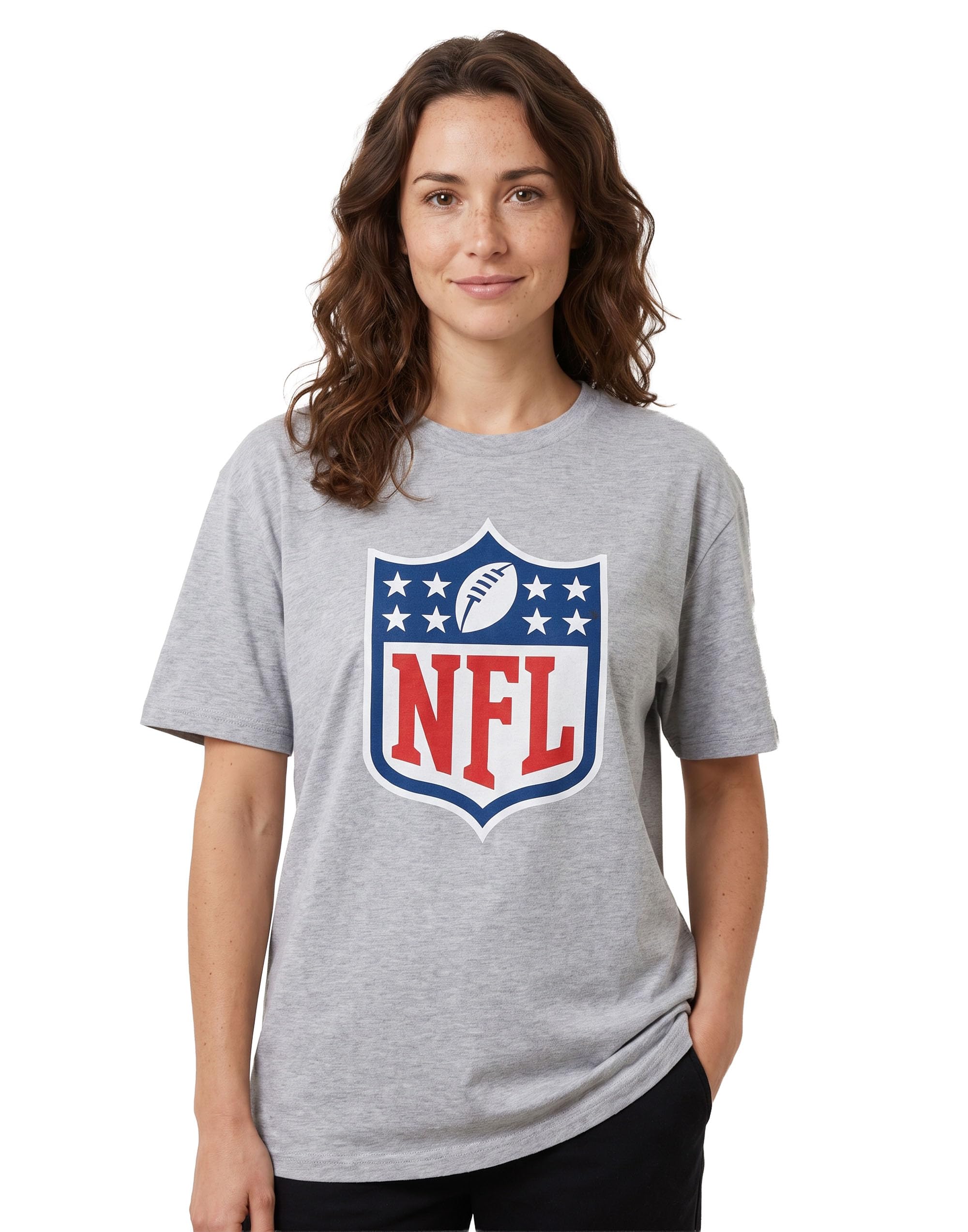 NFL Jersey T-Shirt for Women | Ladies American Football Game Short Sleeve Grey Top | Gamer Clothing Merchandise