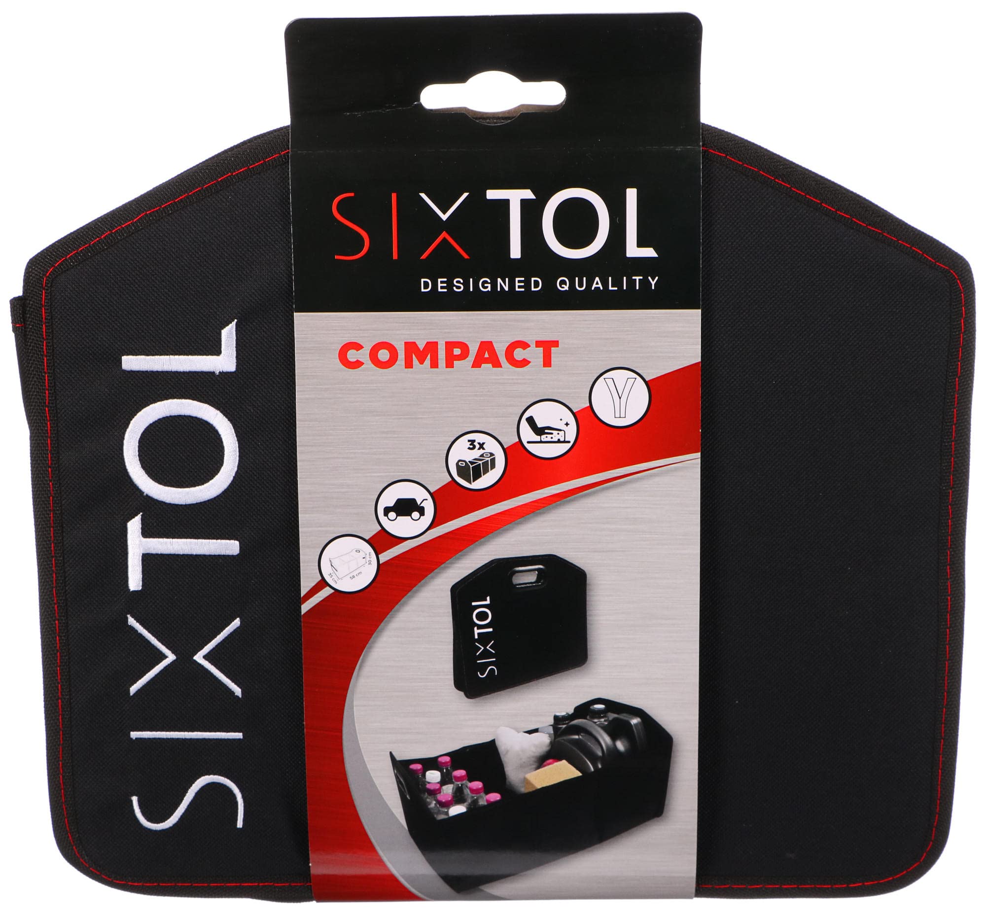 Organizer Bagagliaio Auto Sixtol Compact - Pieghevole, 1 Scomparto - Nero In Poliestere - 30x29x35 Cm - Foto 9