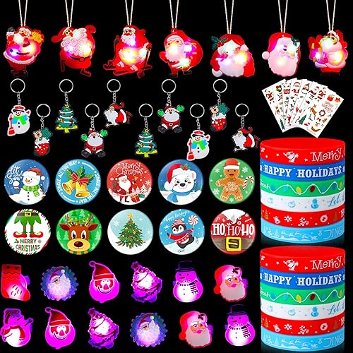 Miniatura 1 de Aoriher 72 piezas iluminadas para fiestas de Navidad, collares que brillan en la oscuridad, anillos, pulseras de silicona de Navidad, insignias,