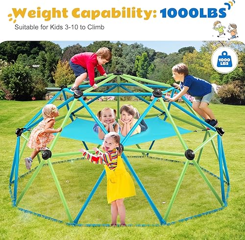 Miniatura 2 de Zupapa Cúpula de escalada con hamaca, soporta hasta 1000 libras de gimnasio de la selva, escalador de cúpula de 10 pies con hamaca para niños de 3 a