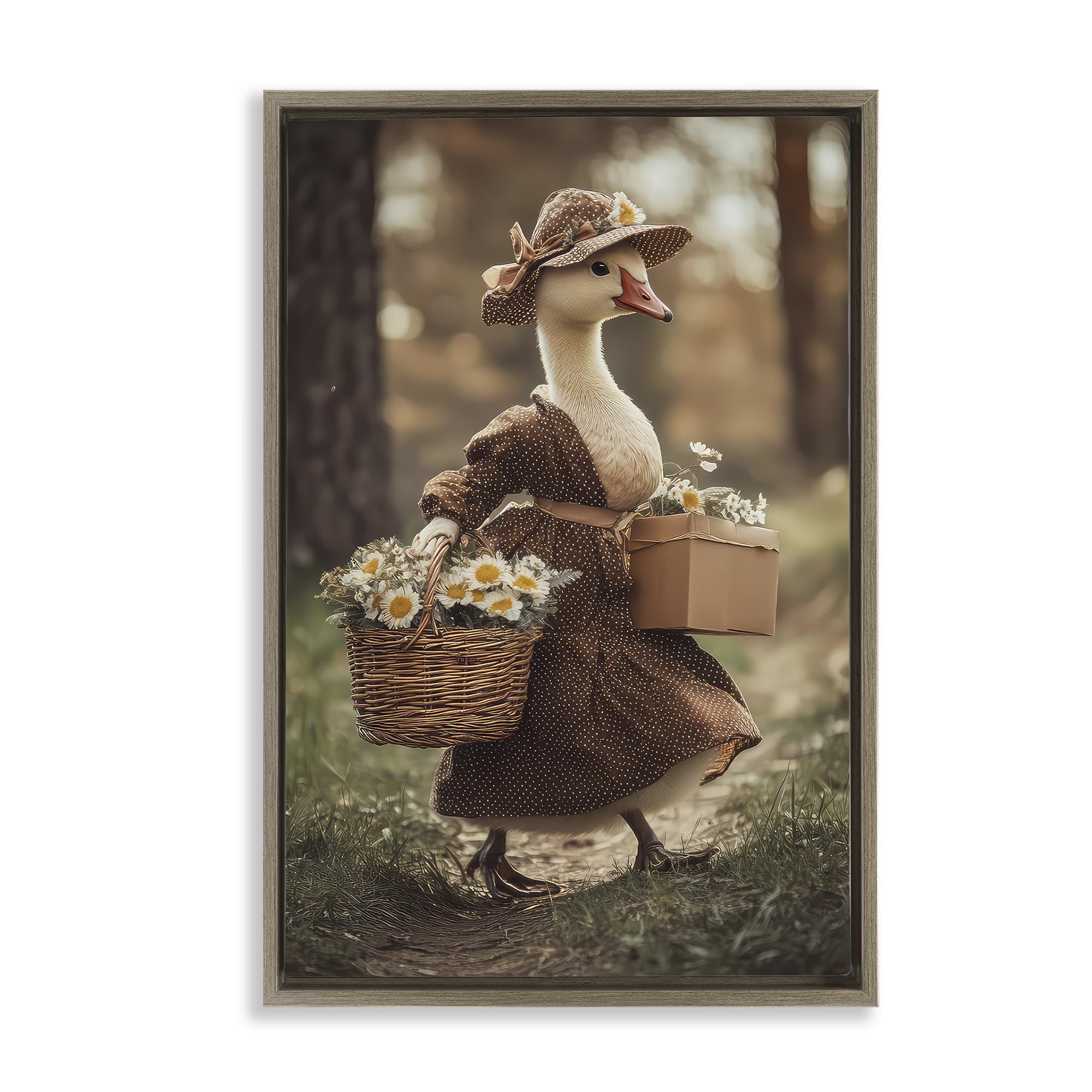 Mother Goose Floral Cottagecore, 20 x 30 Inch Canvas in Floater Frame