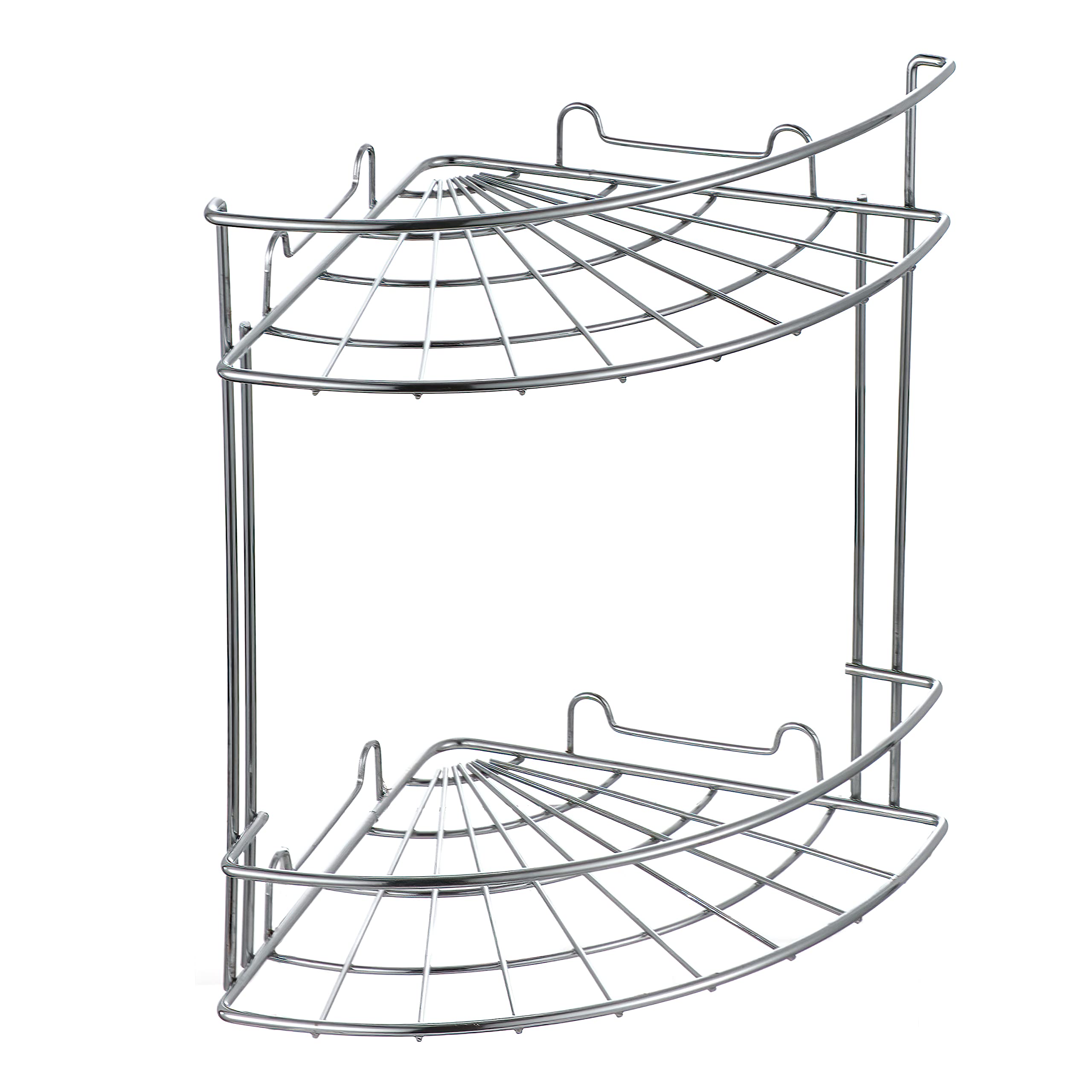 Mensola Angolare Per Doccia 2 Piani - In Acciaio Cromato 18x18x25cm, Con Ventose O Chiodi - Foto 2