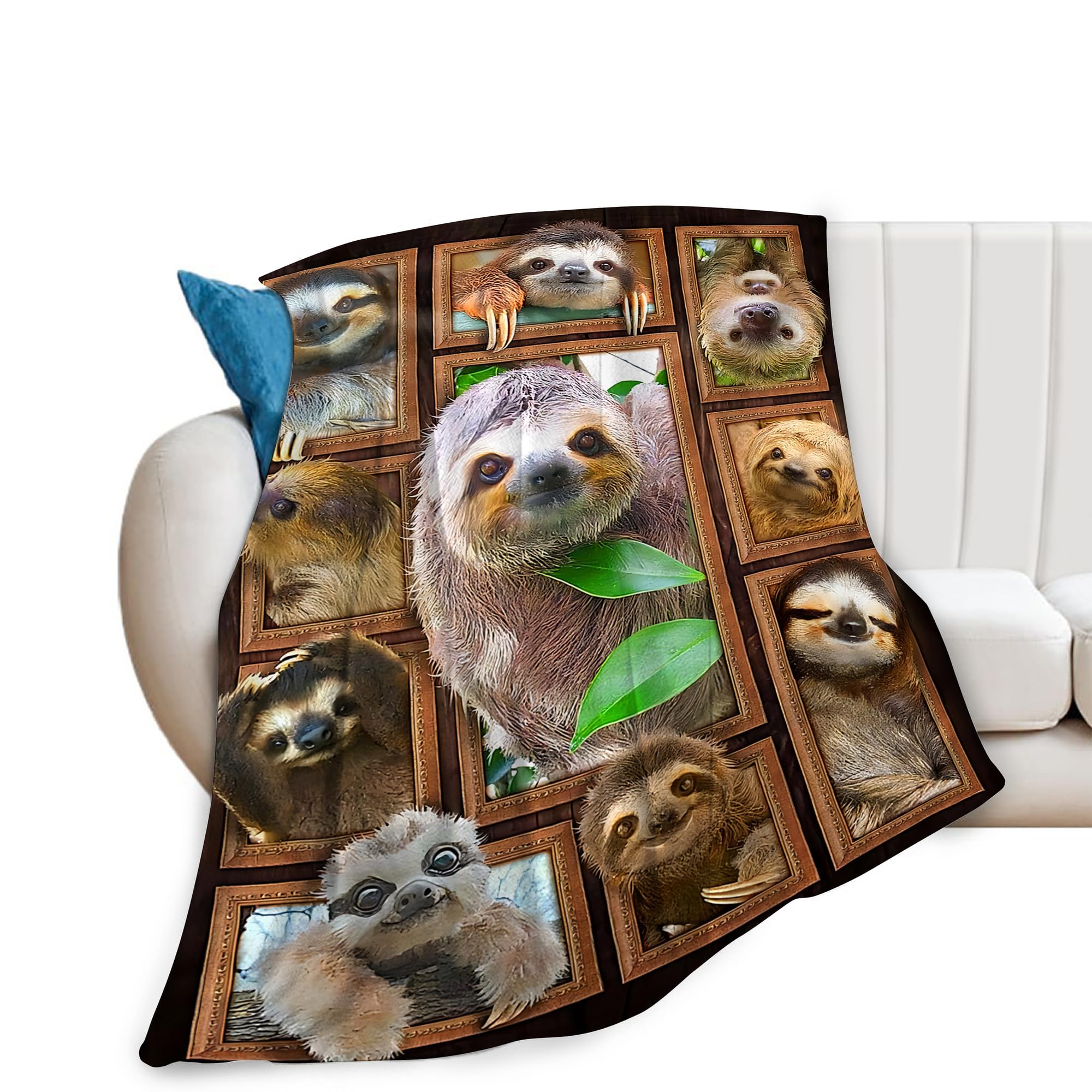 Jerkboo Women's Sloth Throws Sloth Blanket Throws Sloth Gifts Sloth Throw Blanket For Men Kids Adults Soft Warm Cozy Fleece Blanket For Couch Sofa ​Bed 50""X40""