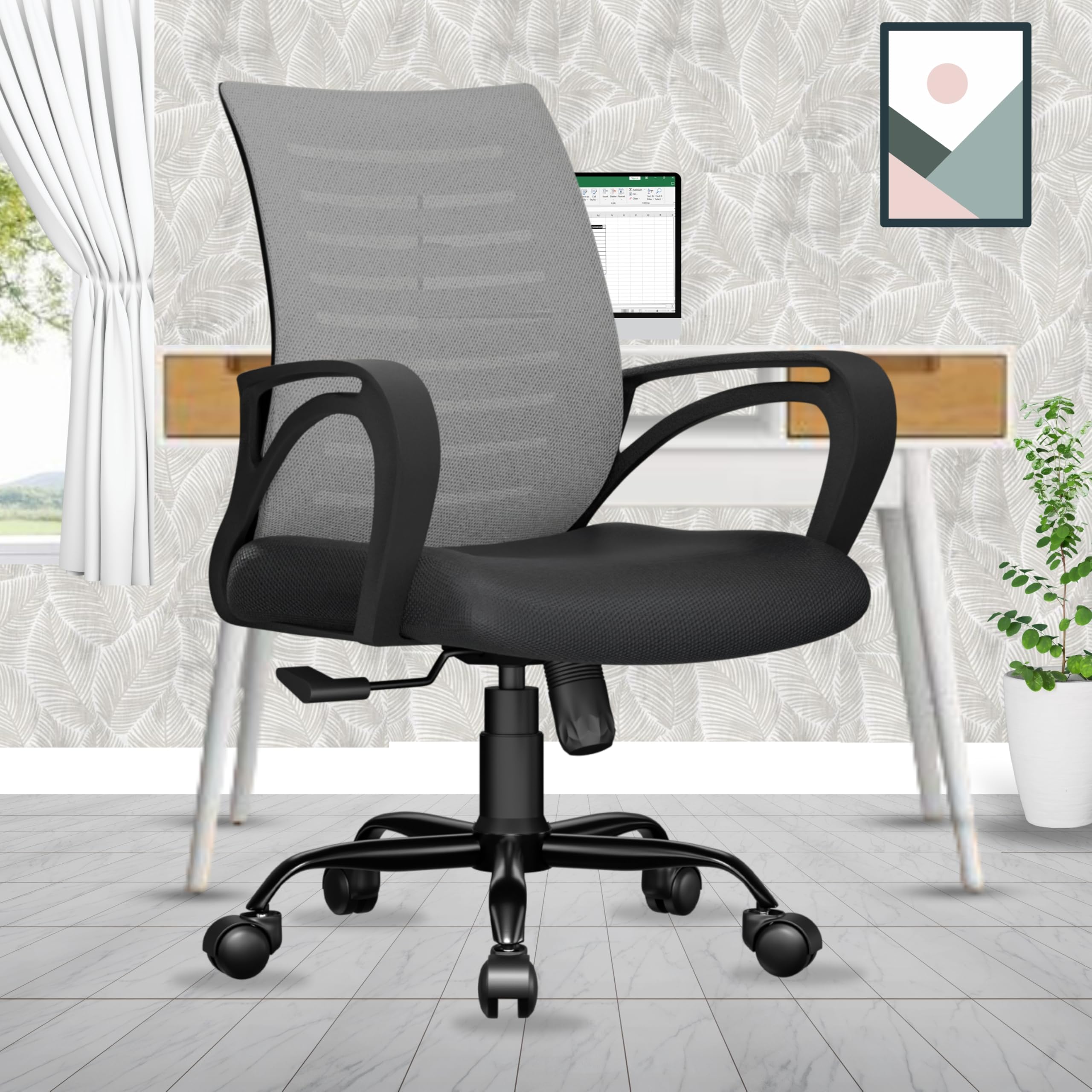 beAAtho® Verona Mesh Mid-Back Ergonomic Home Office Chair | 3-Years Limited Warranty Included | Tilting & Height Adjustable Mechanism, Heavy Duty Metal Base | Ideal for Office Work & Study (Grey) (B09HNTMPRK) Amazon Price History, Amazon Price Tracker