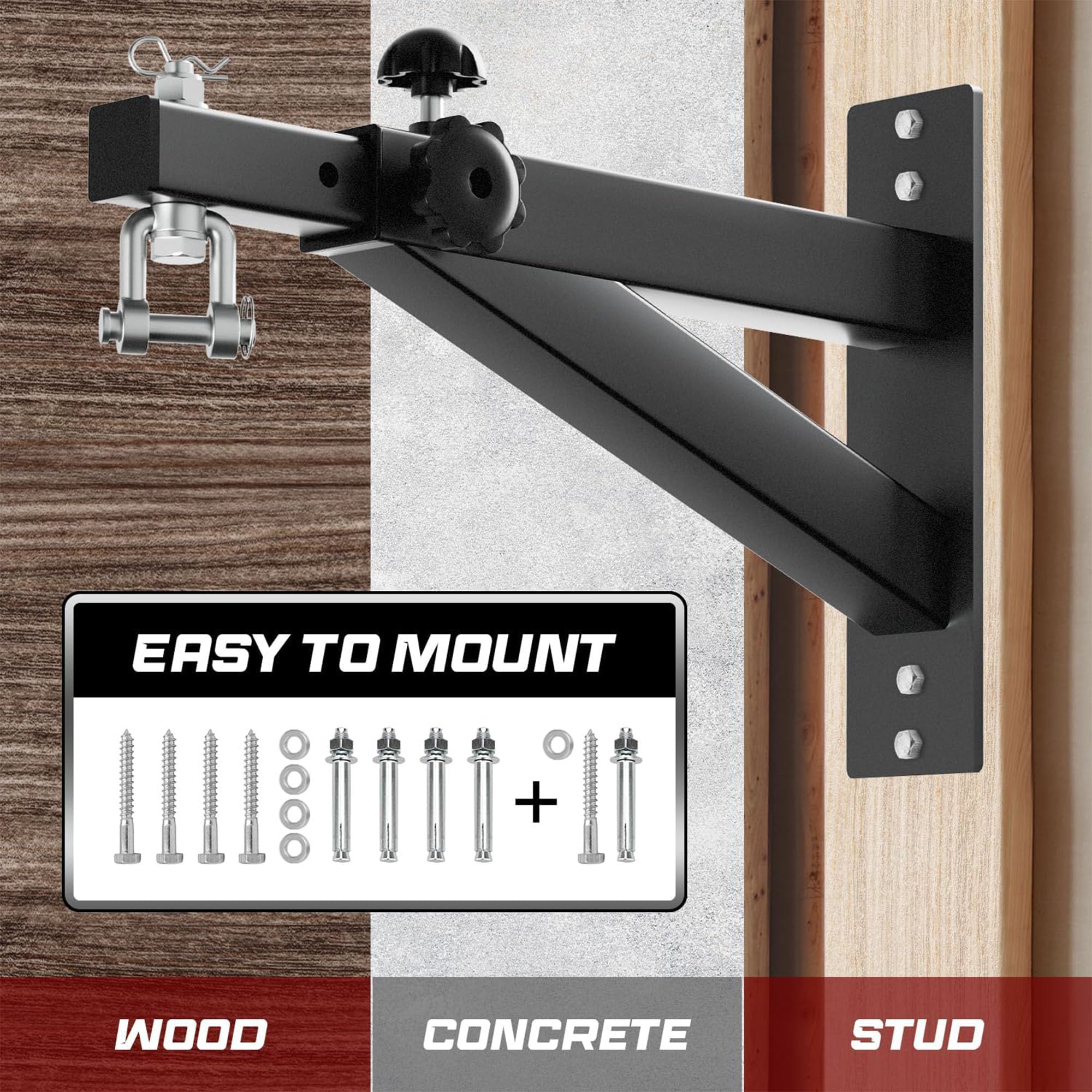 Yes4All Soporte de pared para saco de boxeo, ajustable, resistente, para gimnasio en casa, interior y exterior