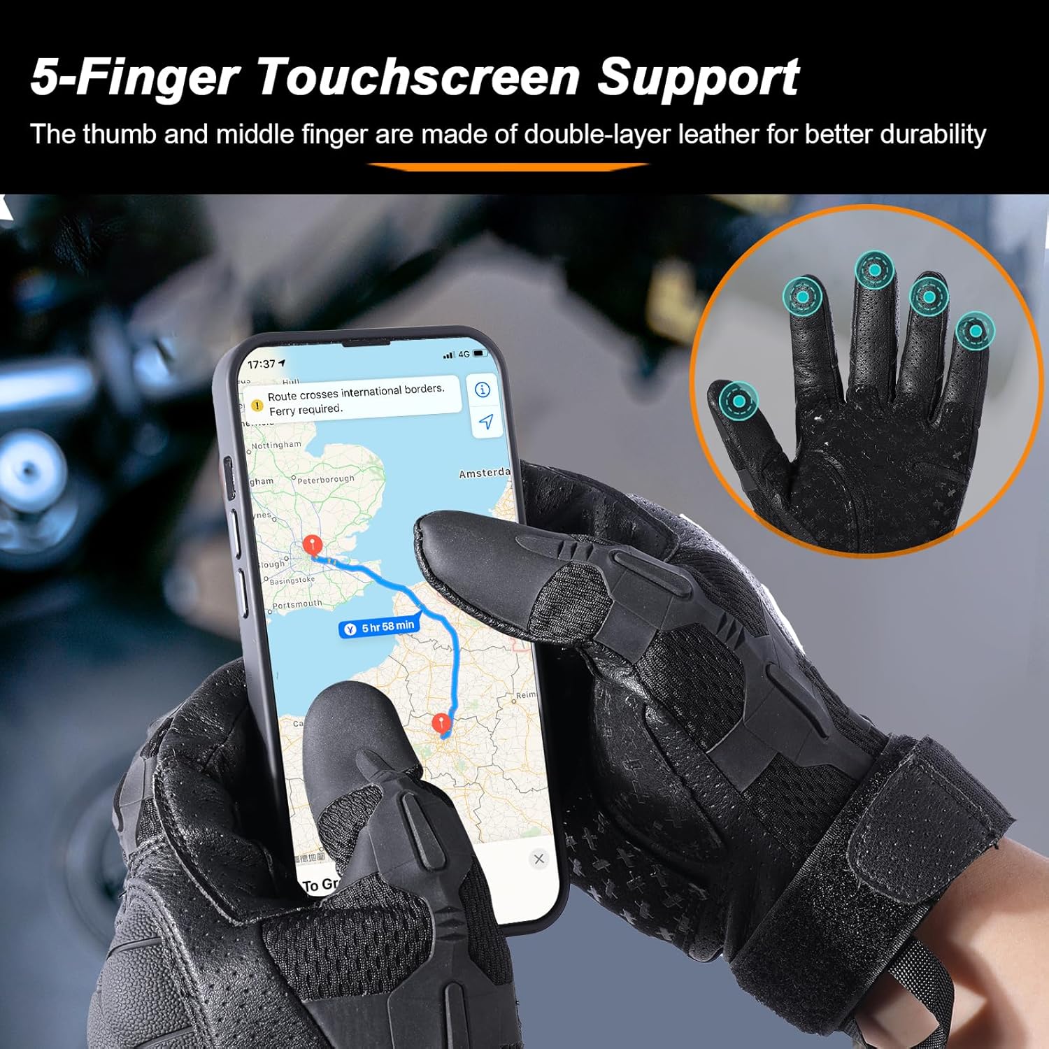 Motorcycle Riding Gloves for Men - Touchscreen, Rubber Guard & Anti-Slip for Tactical Airsoft Paintball Driving Dirt Bike Glove - Image 3