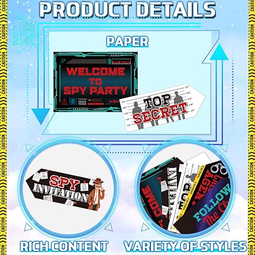 Miniatura 10 de 20 piezas de agente secreto secreto espía decoración de fiesta de cumpleaños decoración de fiesta temática de detective letrero direccional para