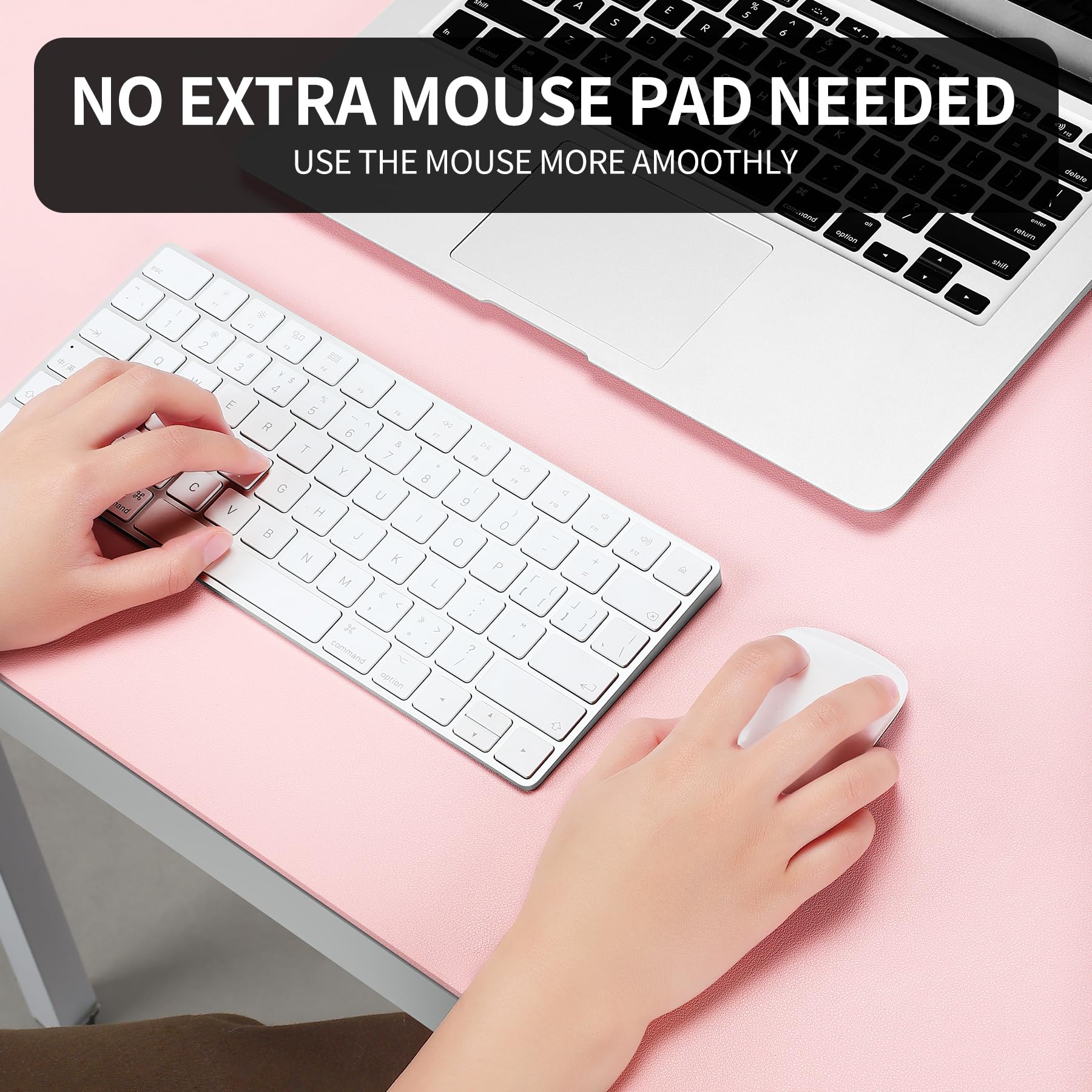 BUBM Sous-main de bureau 120x60cm, tapis de souris en cuir premium, sous-main de table antidérapant, tapis de souris multifonctionnel pour bureau, accessoire de bureau pour bureau et home office (Rose