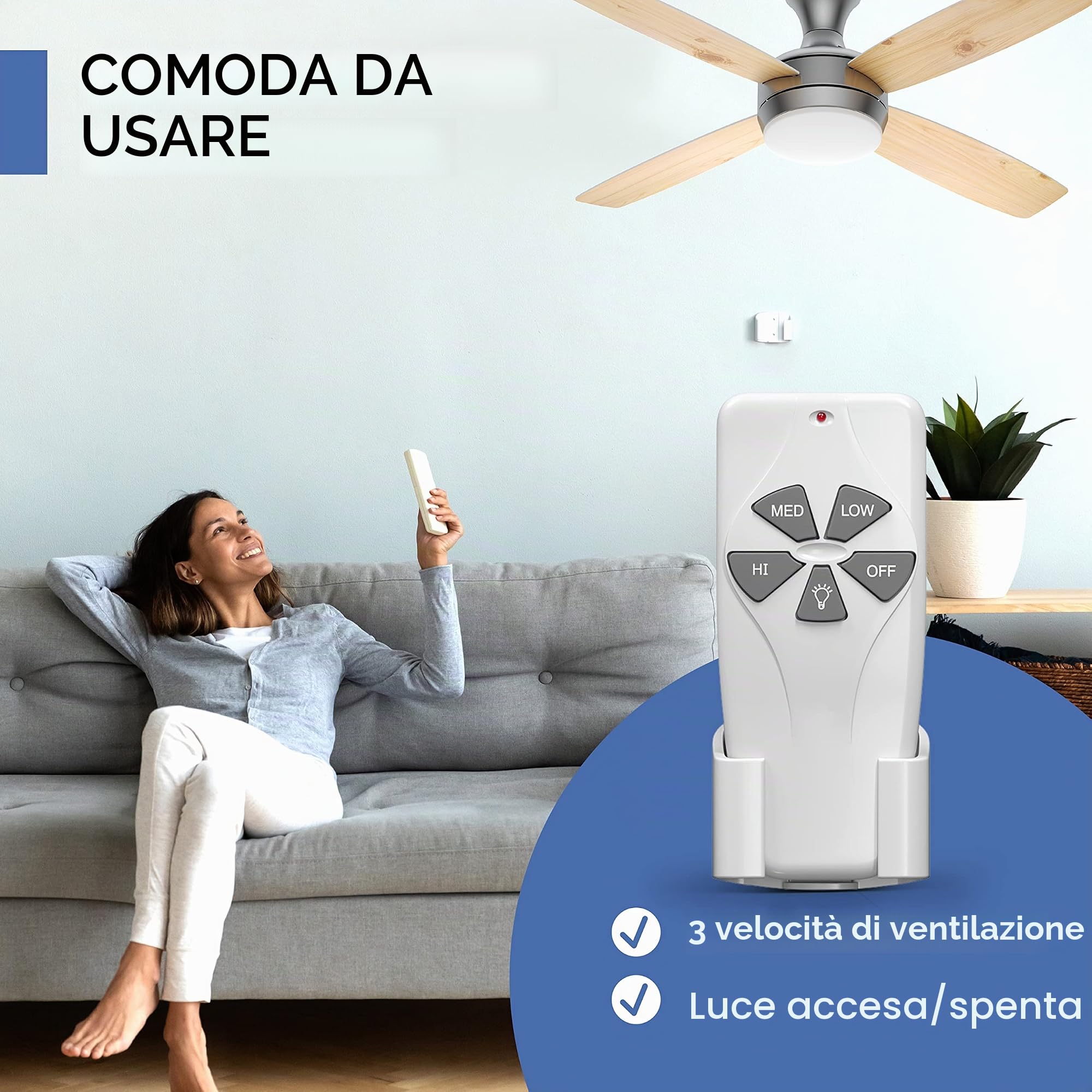AireRyder - Ventilatore da soffitto Saturn con illuminazione e telecomando | Ventilatore silenzioso con illuminazione regolabile. Corpo in nichel satinato. ⌀132 cm.