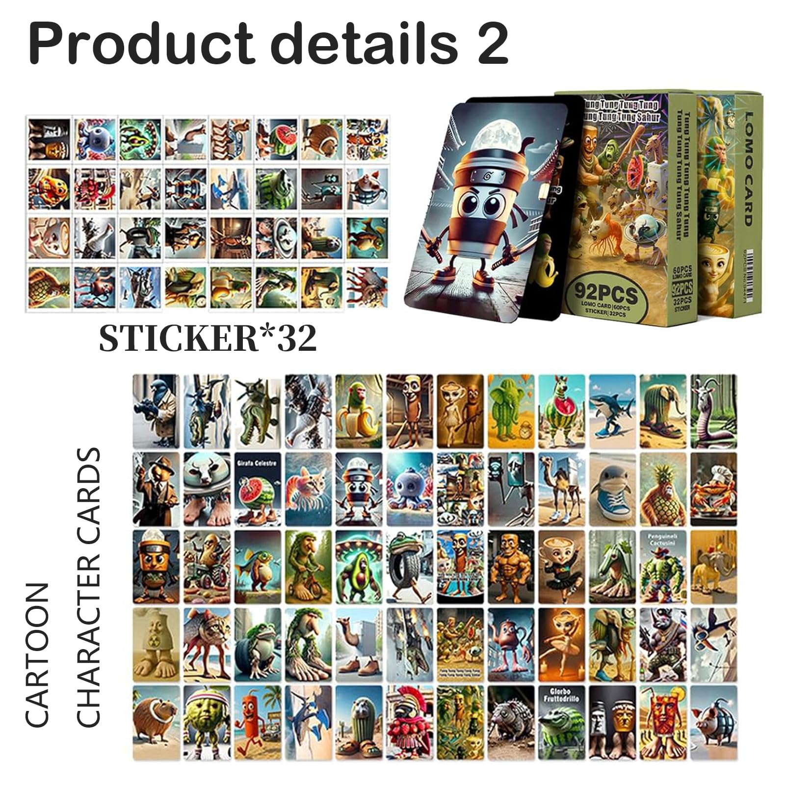 Yieson Brainrot Cards Trading Card Set, Bring An Italian Brain Red Card Book with 60 Unique Cards & 32 Stickers, Children - Image 4