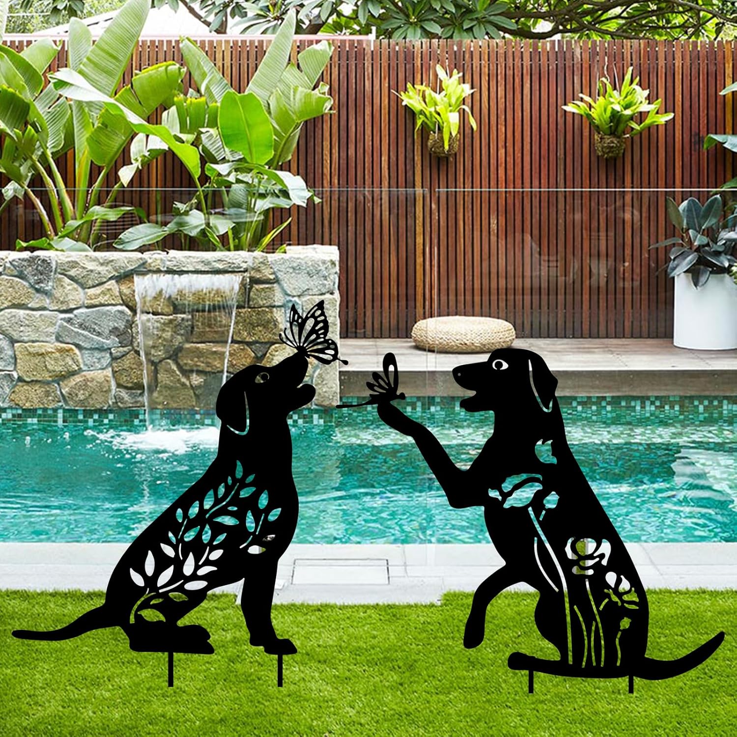 WONDER GARDEN Metal Dog Decor for Outside - 2 Pack Garden Stakes Decorative, Black Dog Silhouette Statues Lawn Ornaments Yard Patio Decor Women Men Mom Gifts - Image 7