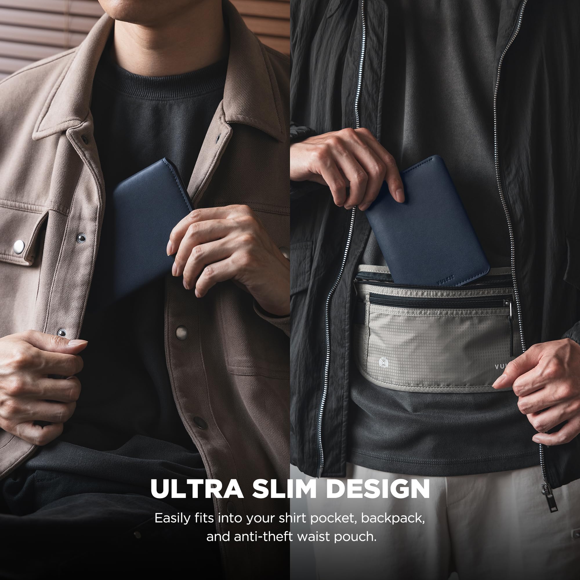 VULKIT Funda de Pasaporte de Cuero con Bloqueo RFID Cartera de Pasaporte Compacta con Cierre Magnético